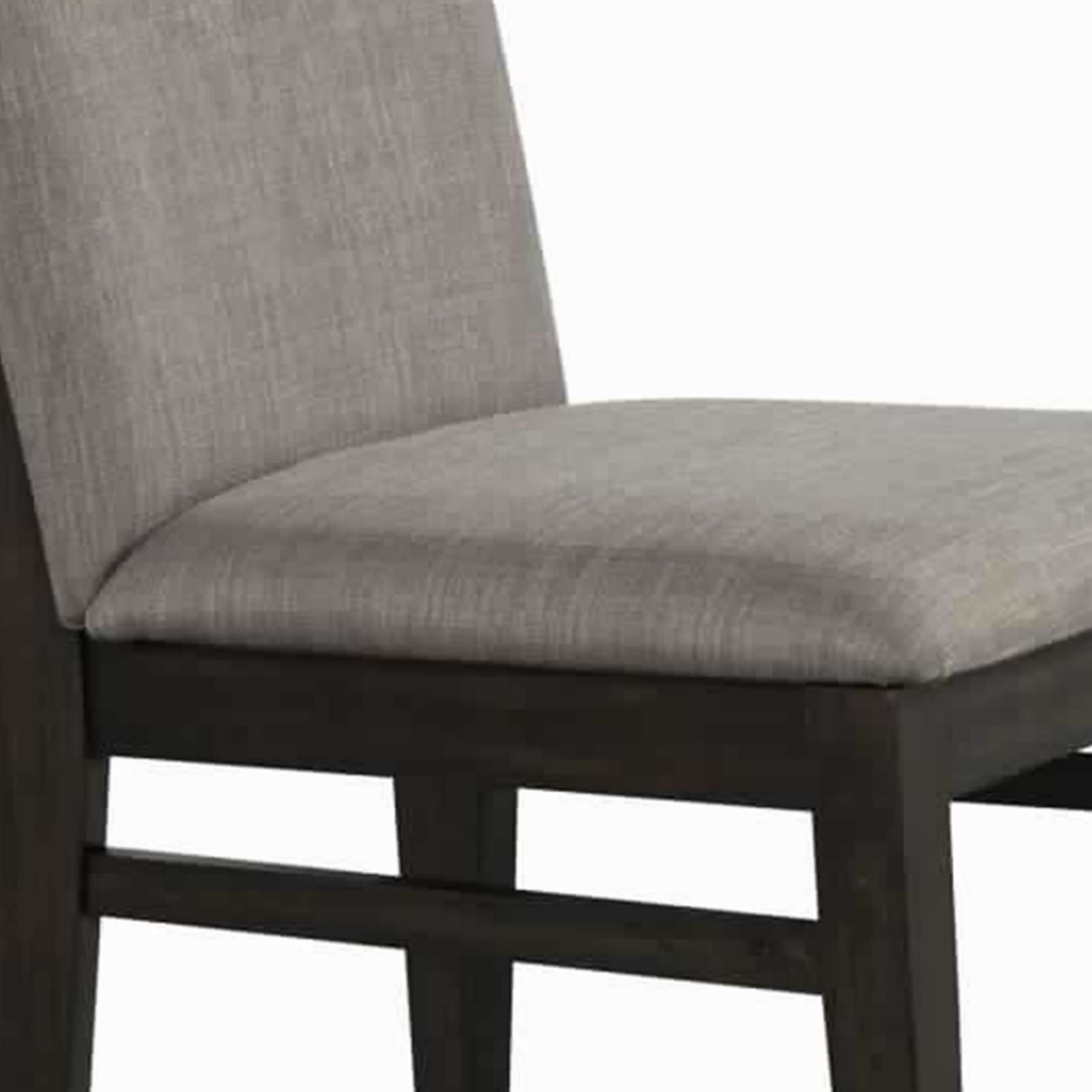 Benjara Fabric Upholstered Side Chair with Tapered Legs, Set of 2, Gray And Brown
