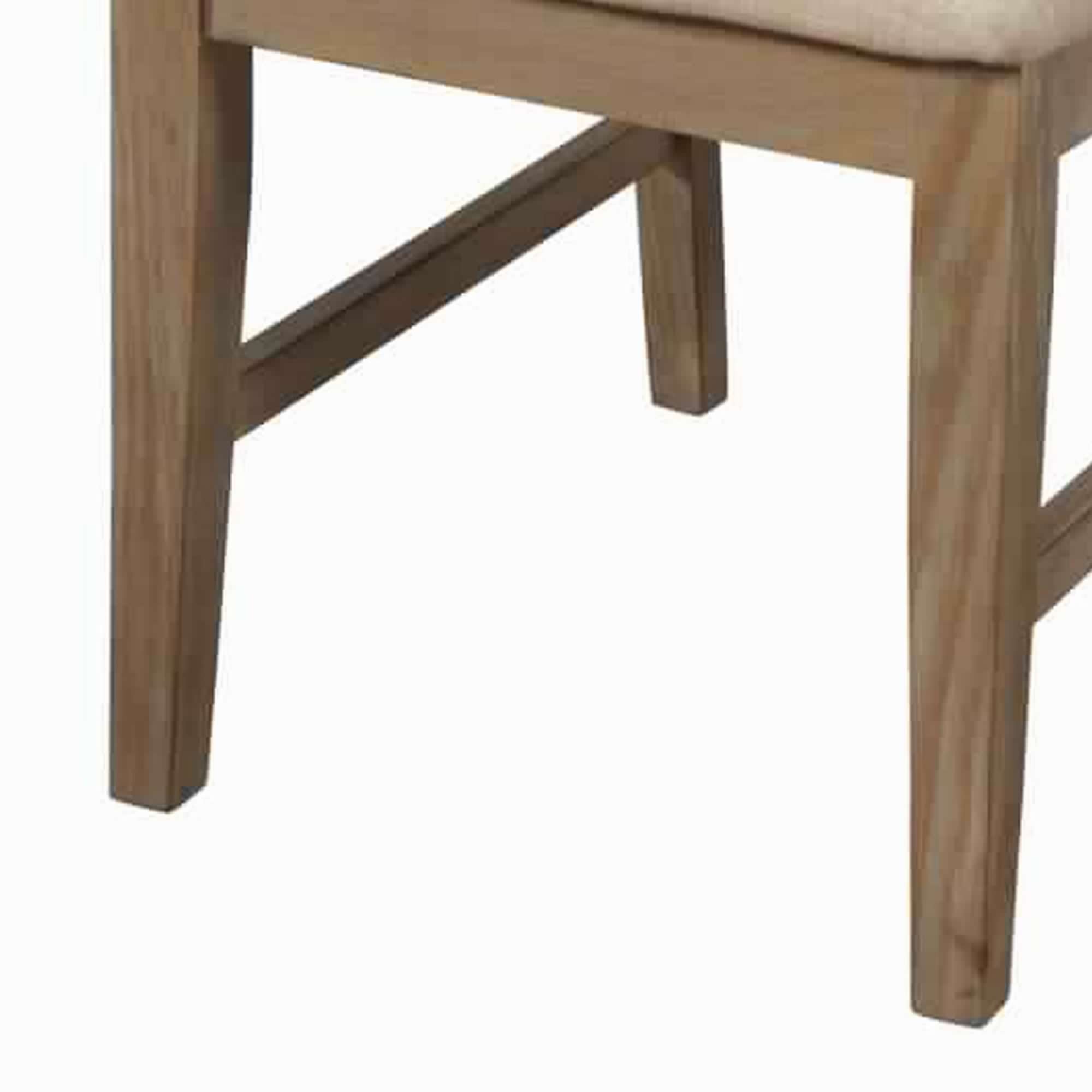 Benjara Fabric Upholstered Side Chair with Slatted Back, Set of 2, Beige And Brown