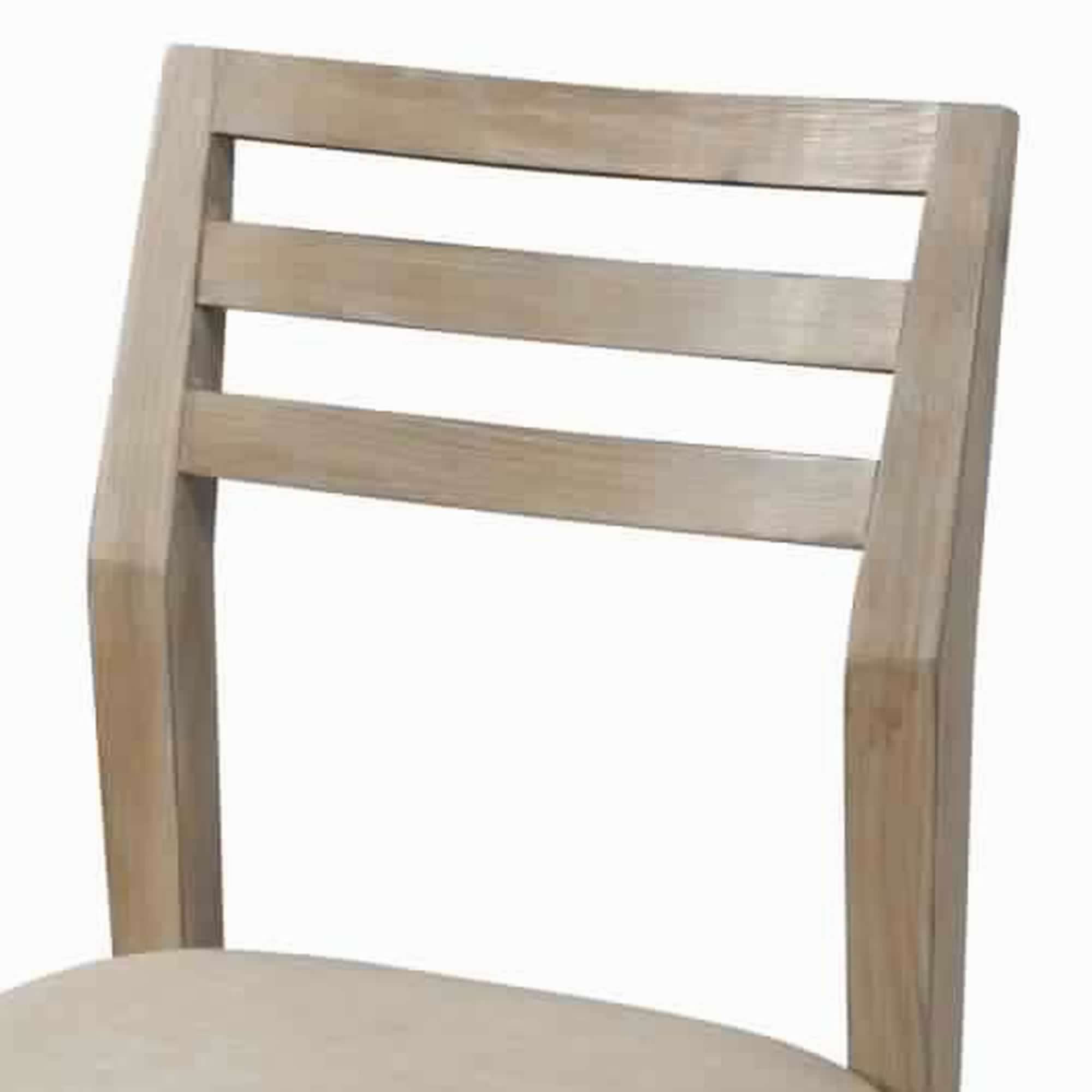 Benjara Fabric Upholstered Side Chair with Slatted Back, Set of 2, Beige And Brown