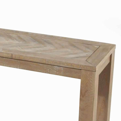 Benjara Rectangular Wooden Dining Bench with Block Legs, Weathered Brown