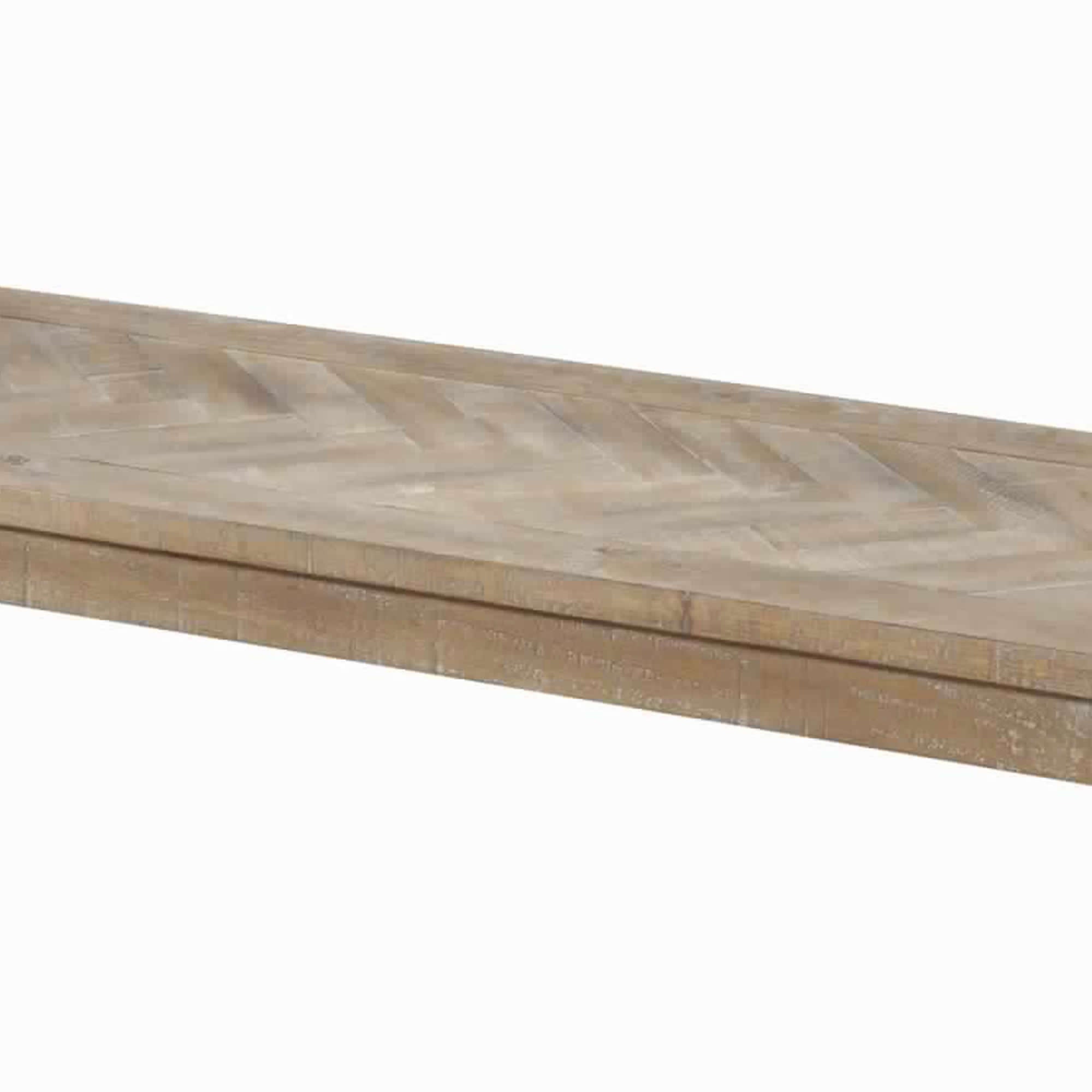 Benjara Rectangular Wooden Dining Bench with Block Legs, Weathered Brown