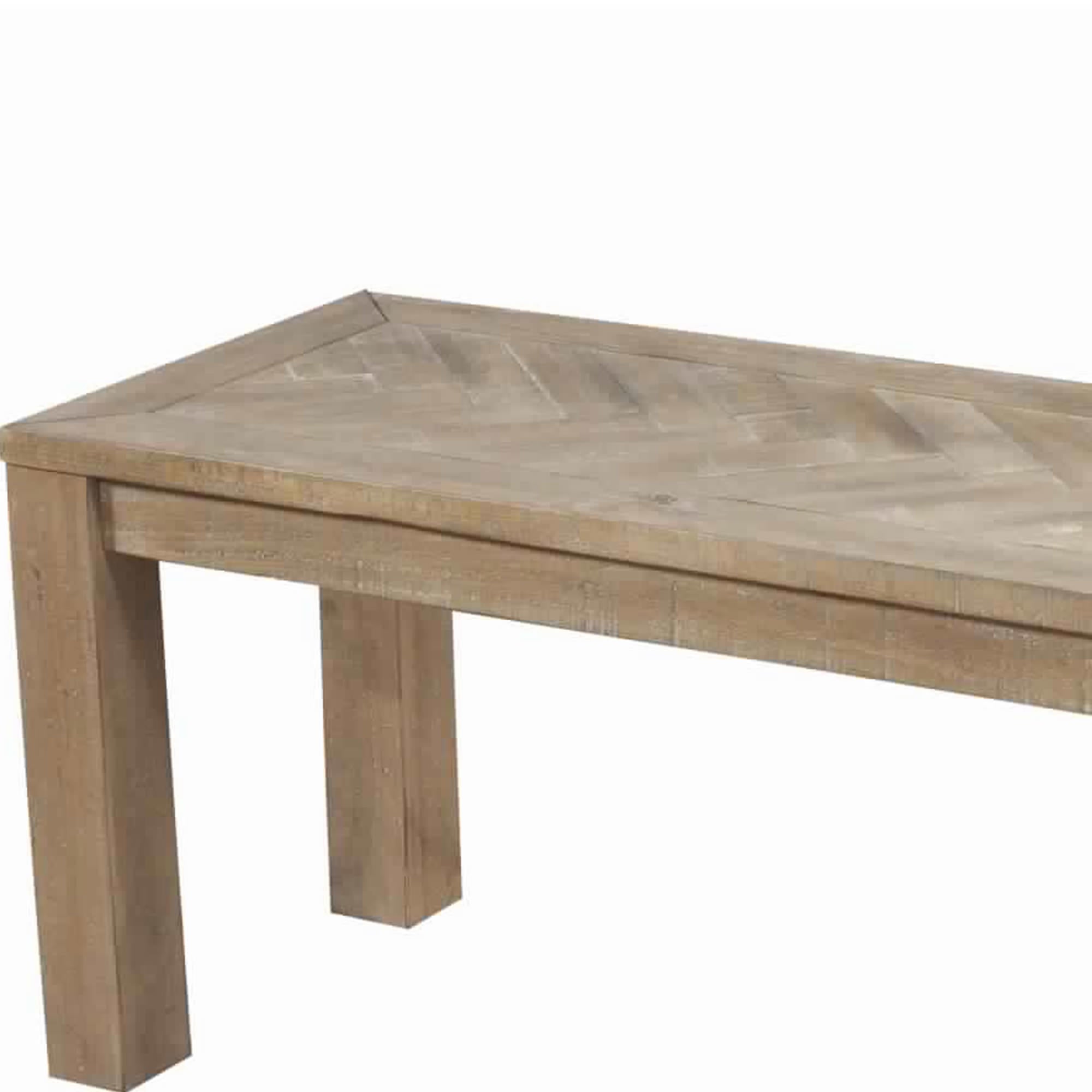 Benjara Rectangular Wooden Dining Bench with Block Legs, Weathered Brown