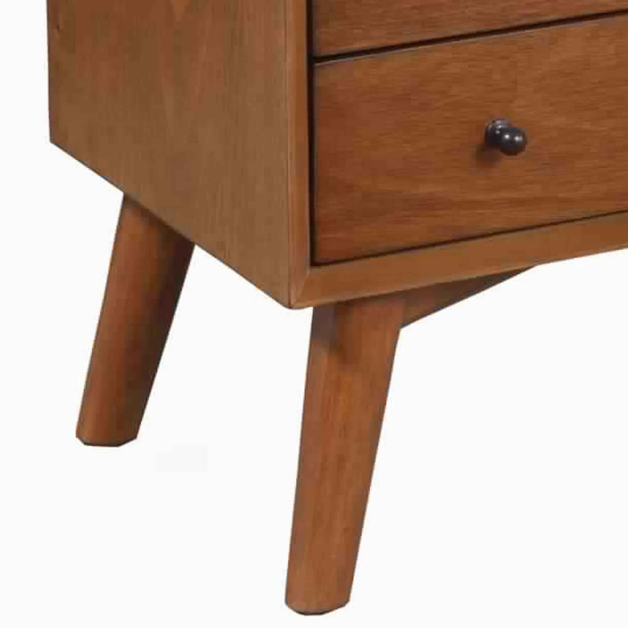 Benjara 2 Drawer Wooden Nightstand with Open Compartment And Splayed Legs, Brown