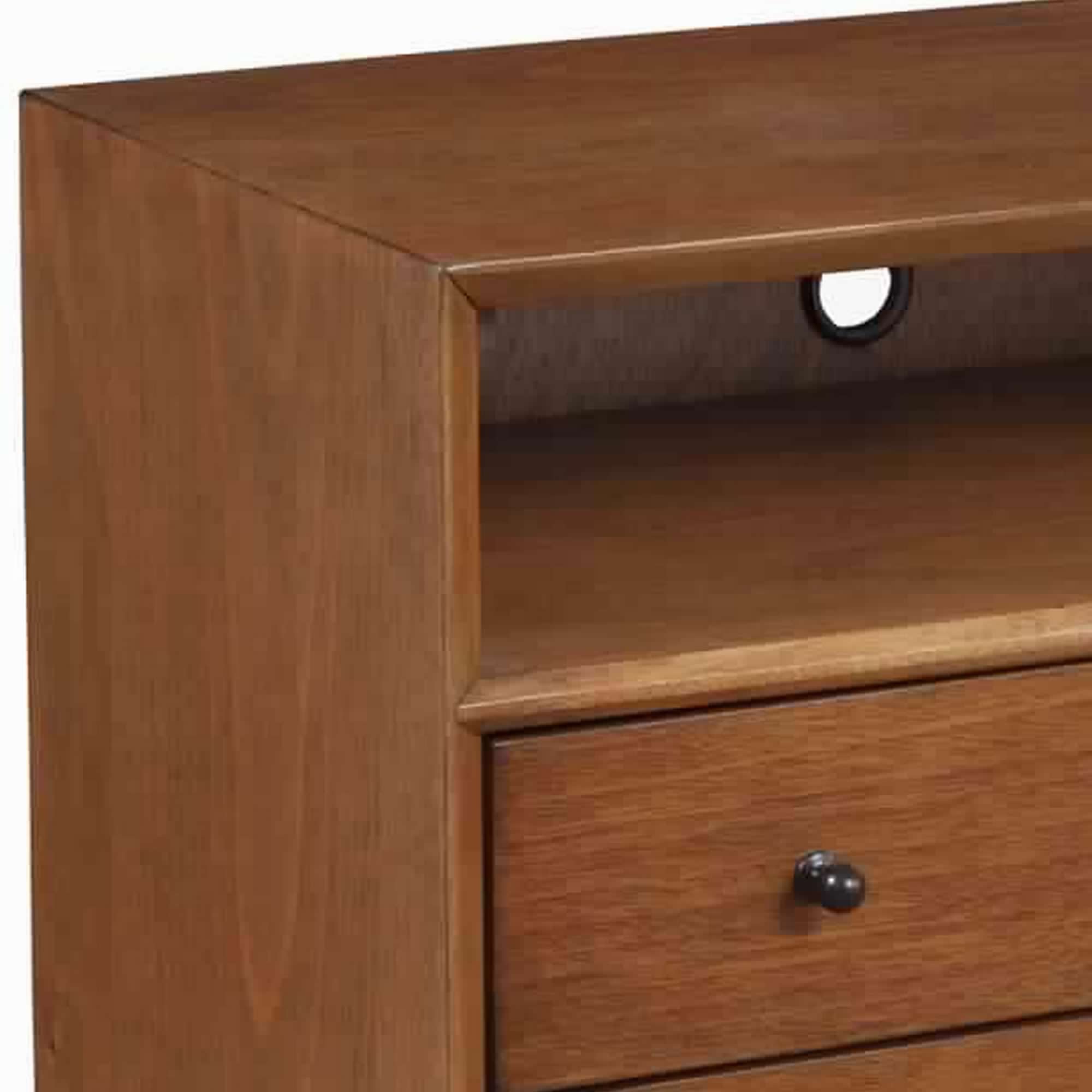 Benjara 2 Drawer Wooden Nightstand with Open Compartment And Splayed Legs, Brown