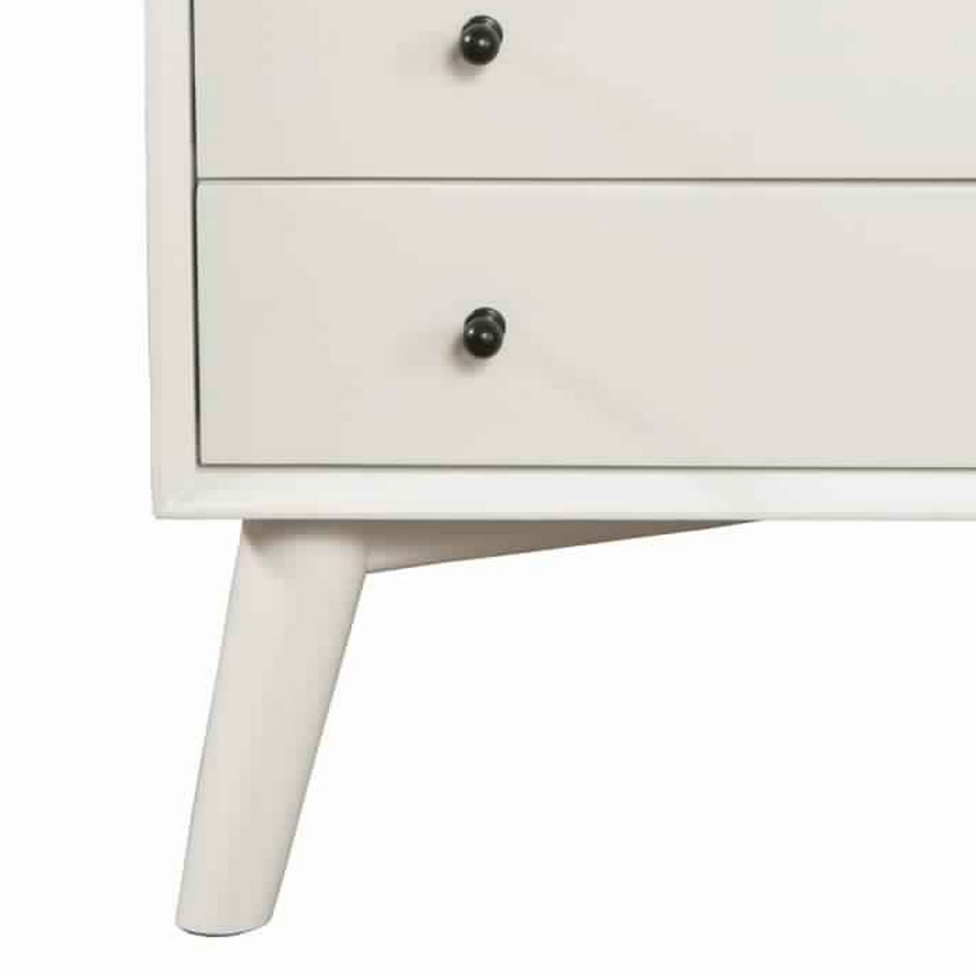 Benjara 2 Drawer Wooden Nightstand with Open Compartment And Splayed Legs, White