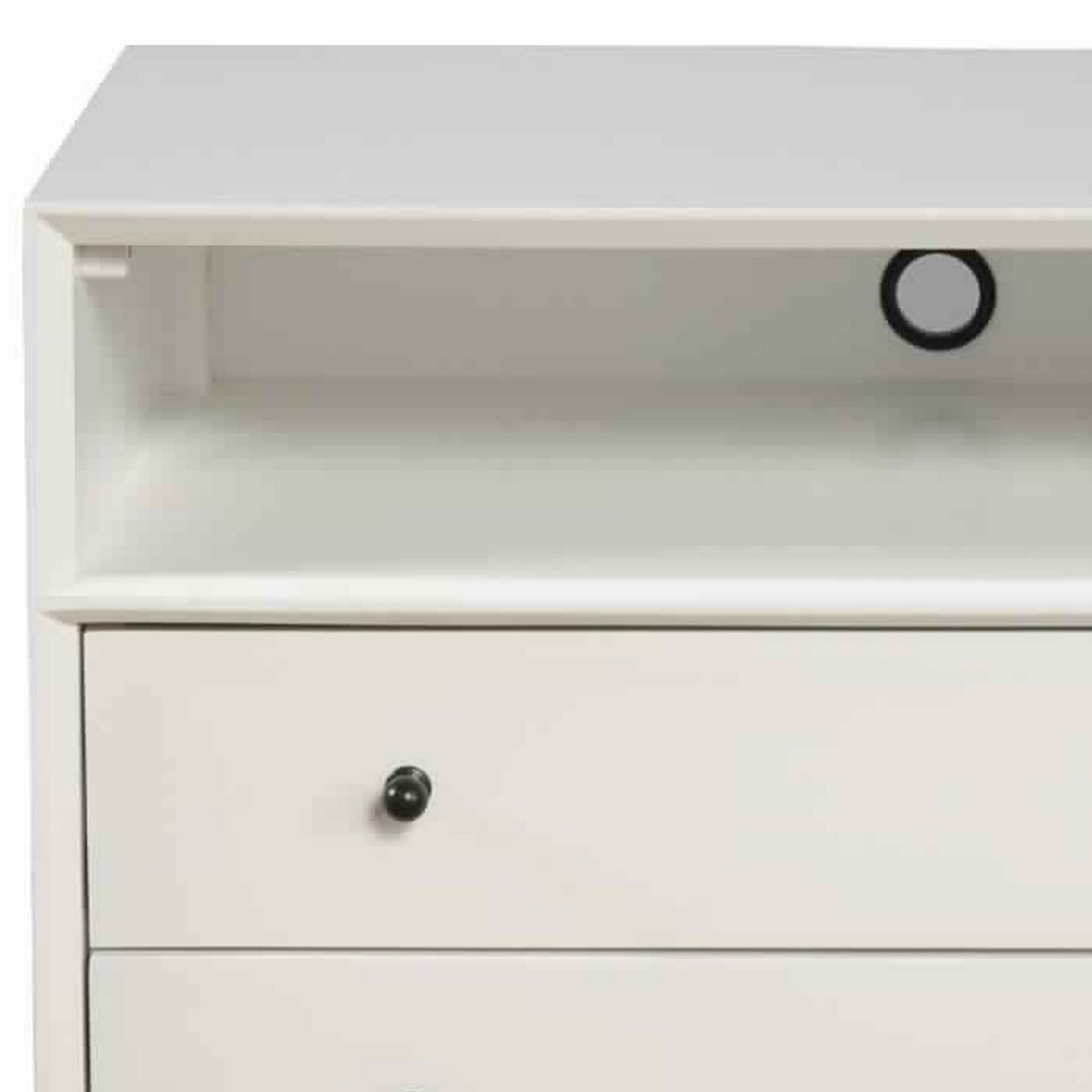 Benjara 2 Drawer Wooden Nightstand with Open Compartment And Splayed Legs, White