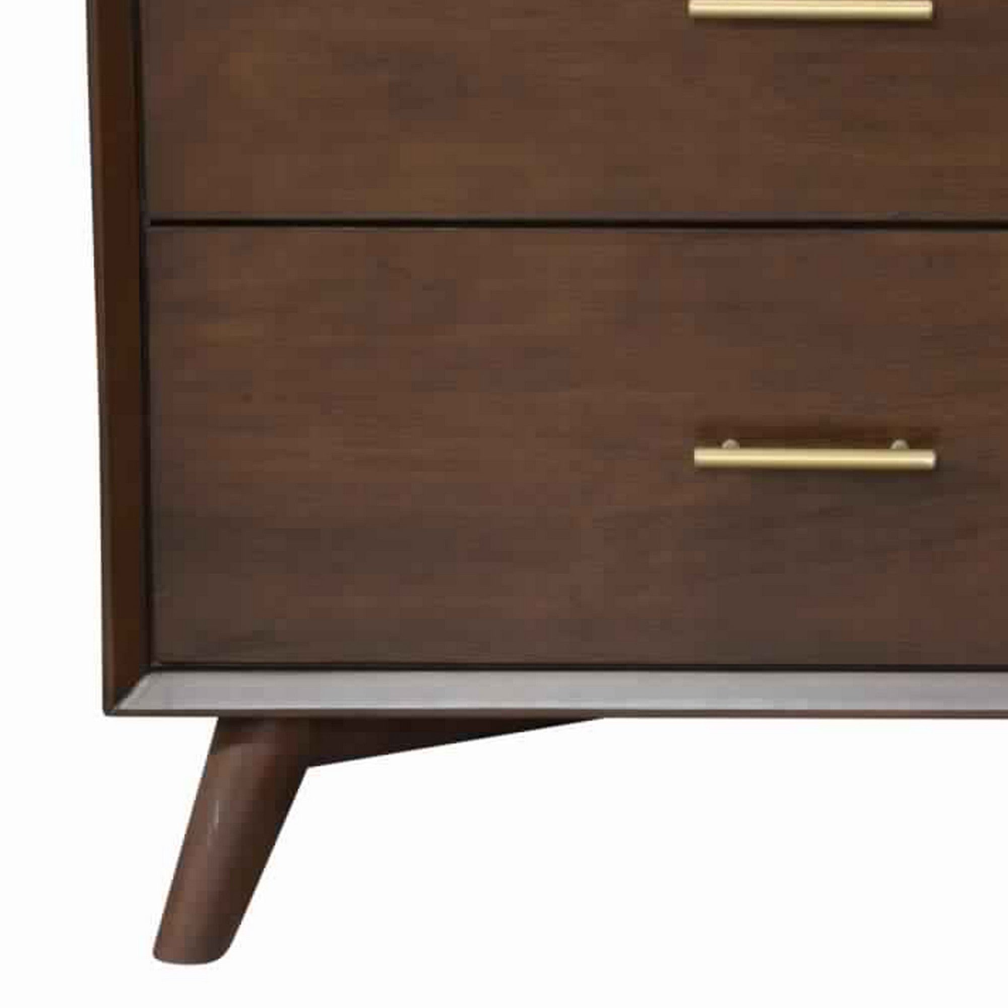 Benjara 3 Drawer Mid Century Modern Wooden Chest with Splayed Legs, Small, Brown