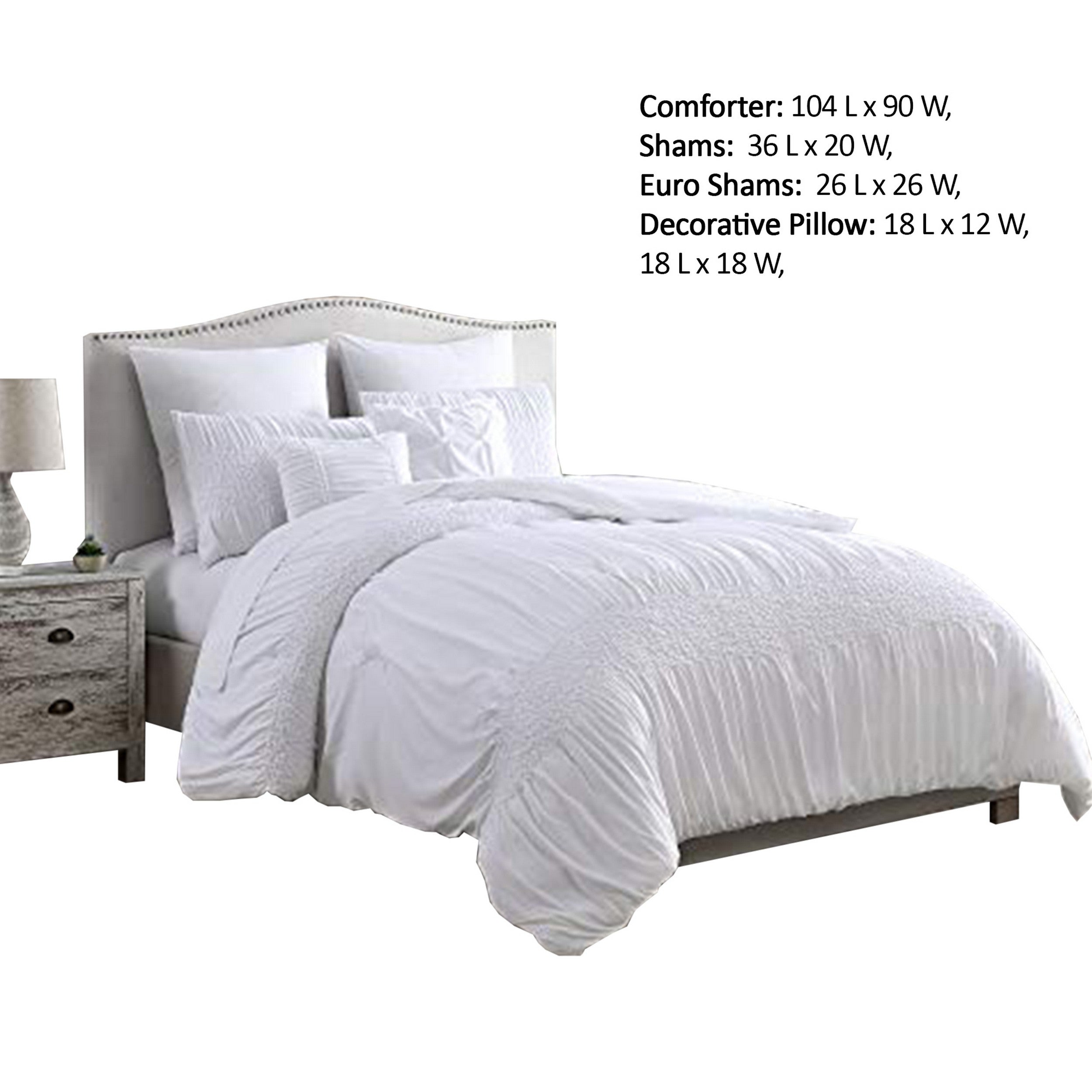 The Urban Port Hamburg 7 Piece King Size Comforter Set with Textured Details The Urban Port, White
