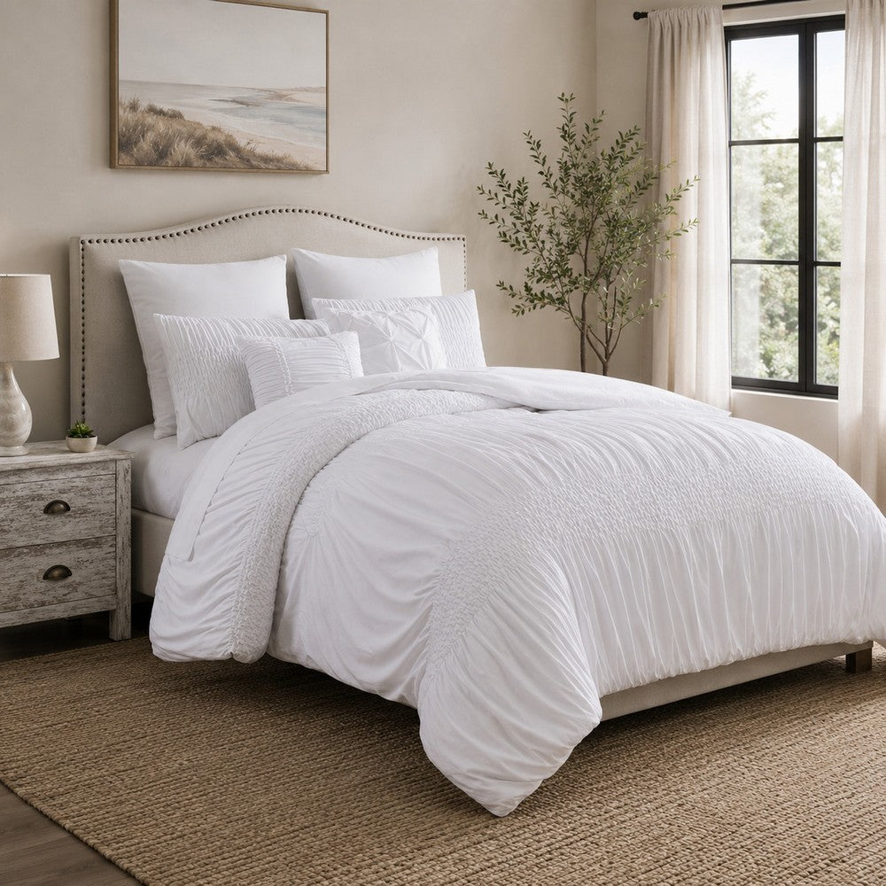 The Urban Port Hamburg 7 Piece King Size Comforter Set with Textured Details The Urban Port, White
