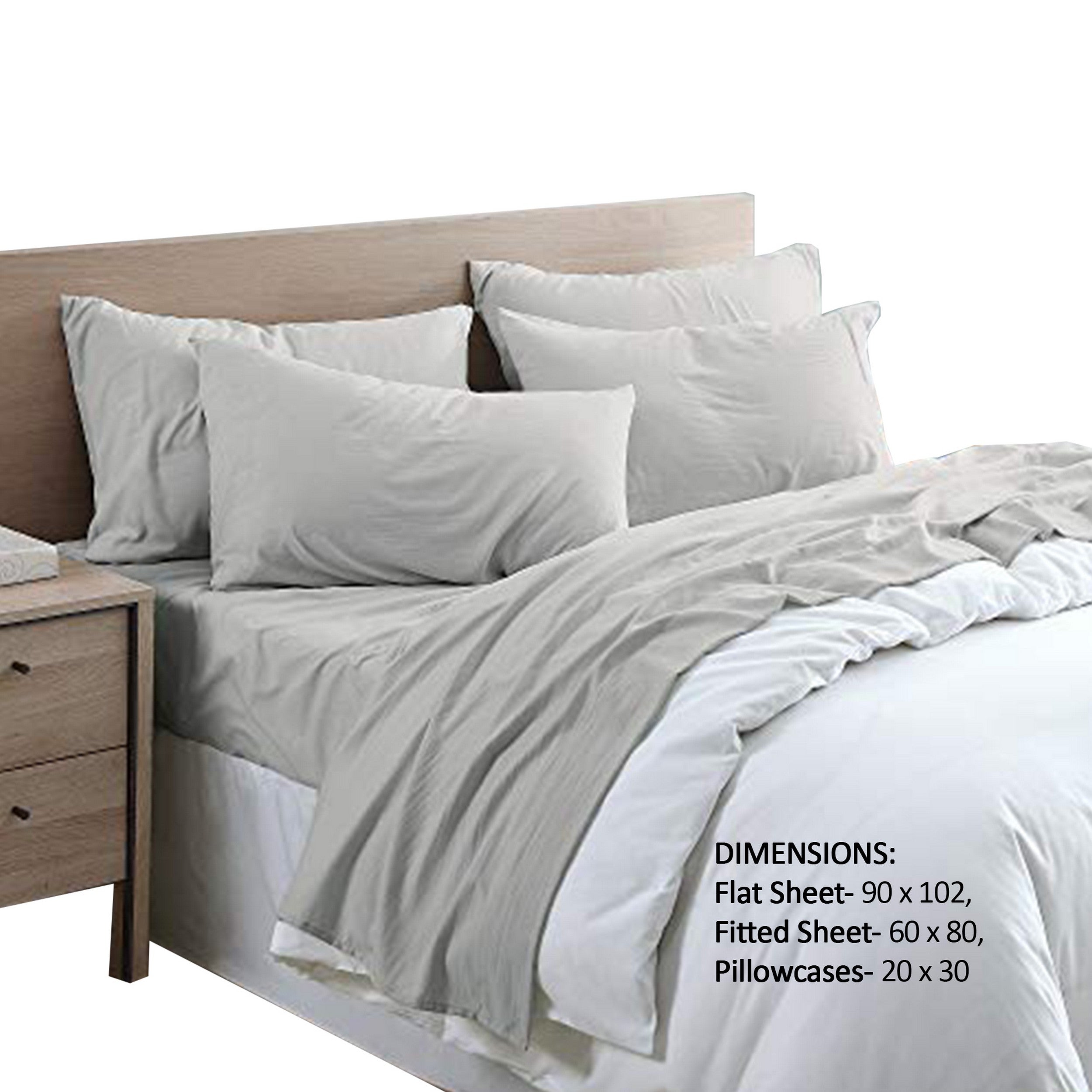 The Urban Port 6 Piece Queen Size Microfiber Fabric Sheet Set with Pocket, Gray