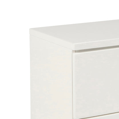 Benjara 2 Drawer Wooden Nightstand with Metal Base And Bar Handles, White