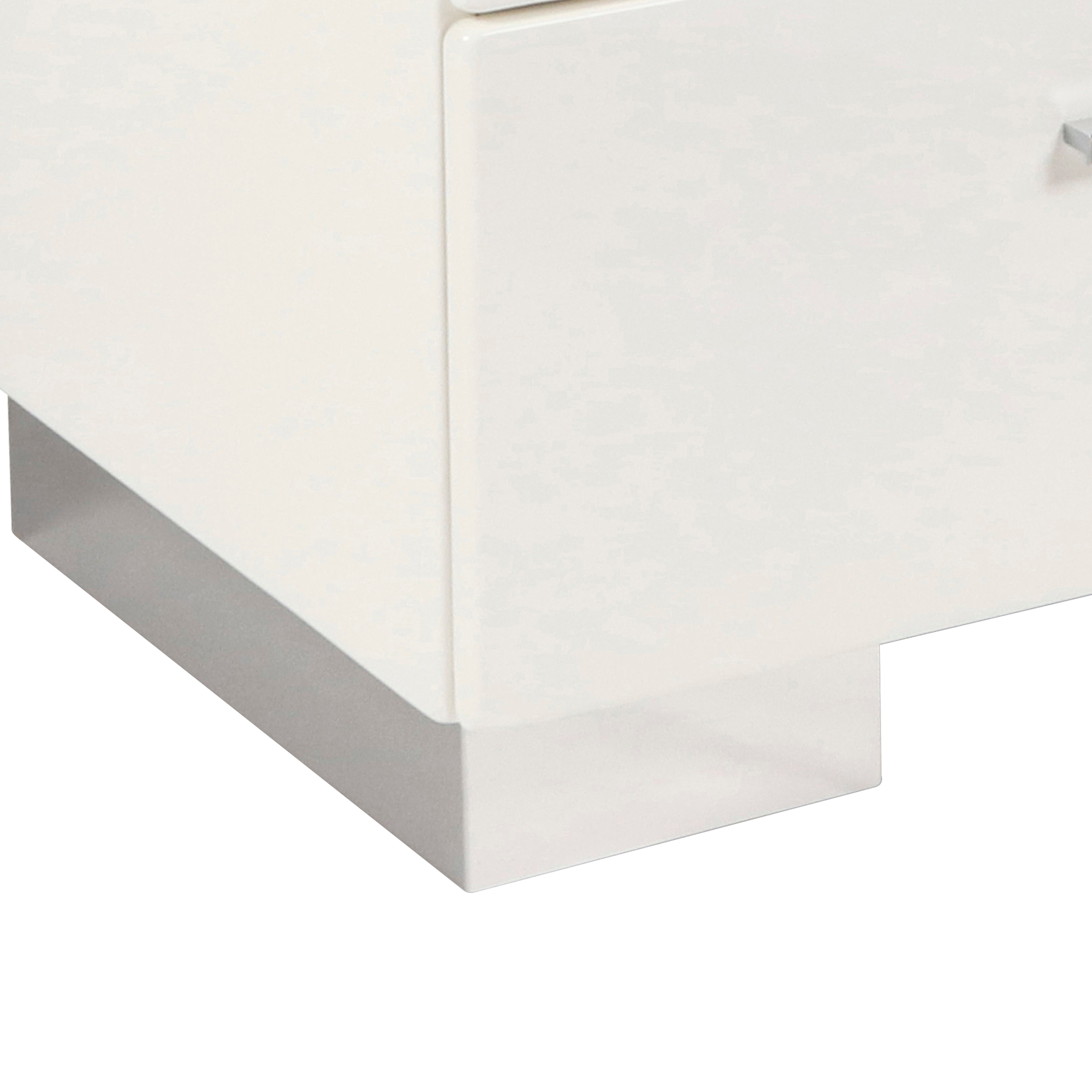 Benjara 2 Drawer Wooden Nightstand with Metal Base And Bar Handles, White