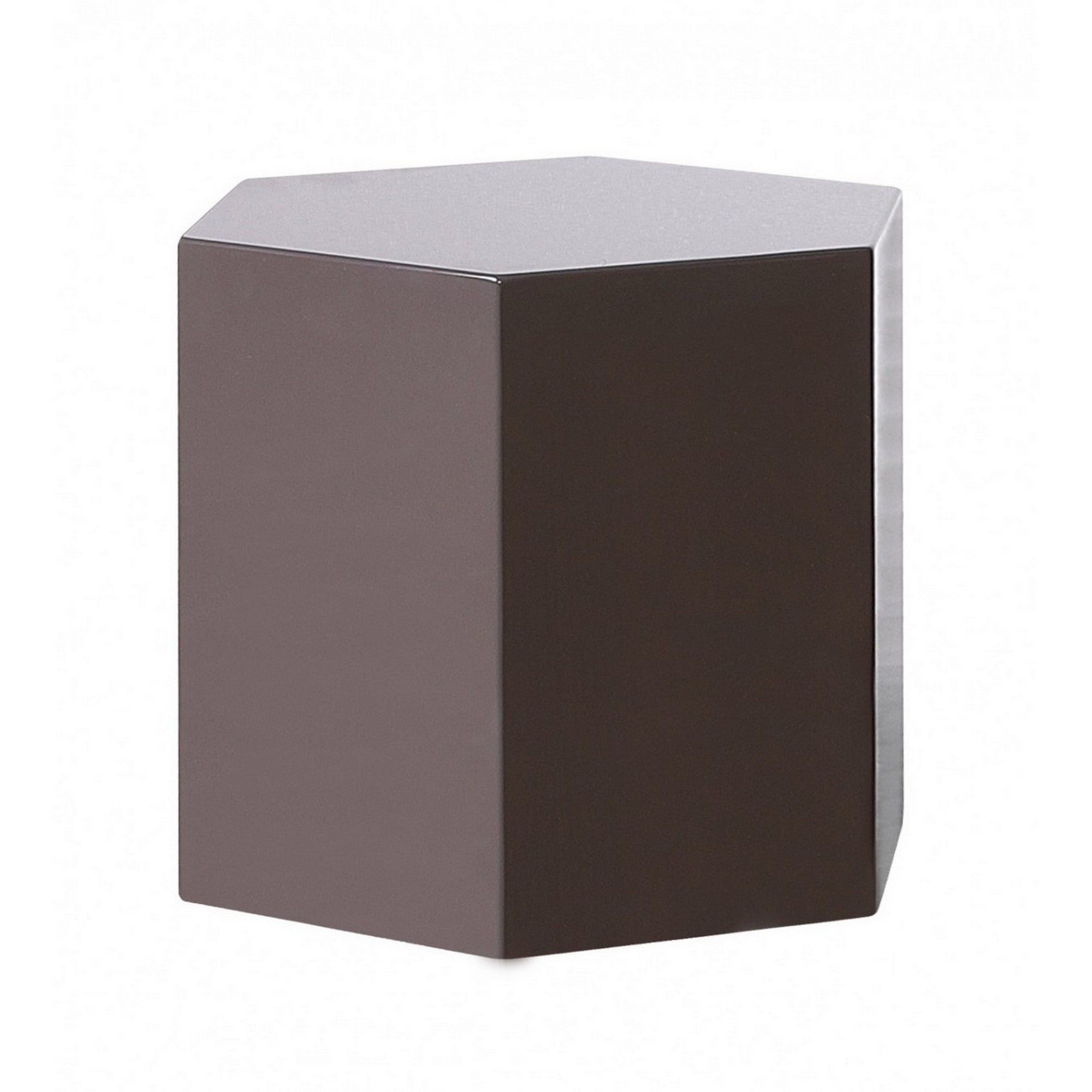 Benjara Contemporary High Gloss Hexagonal Wooden End Table, Medium, Gray