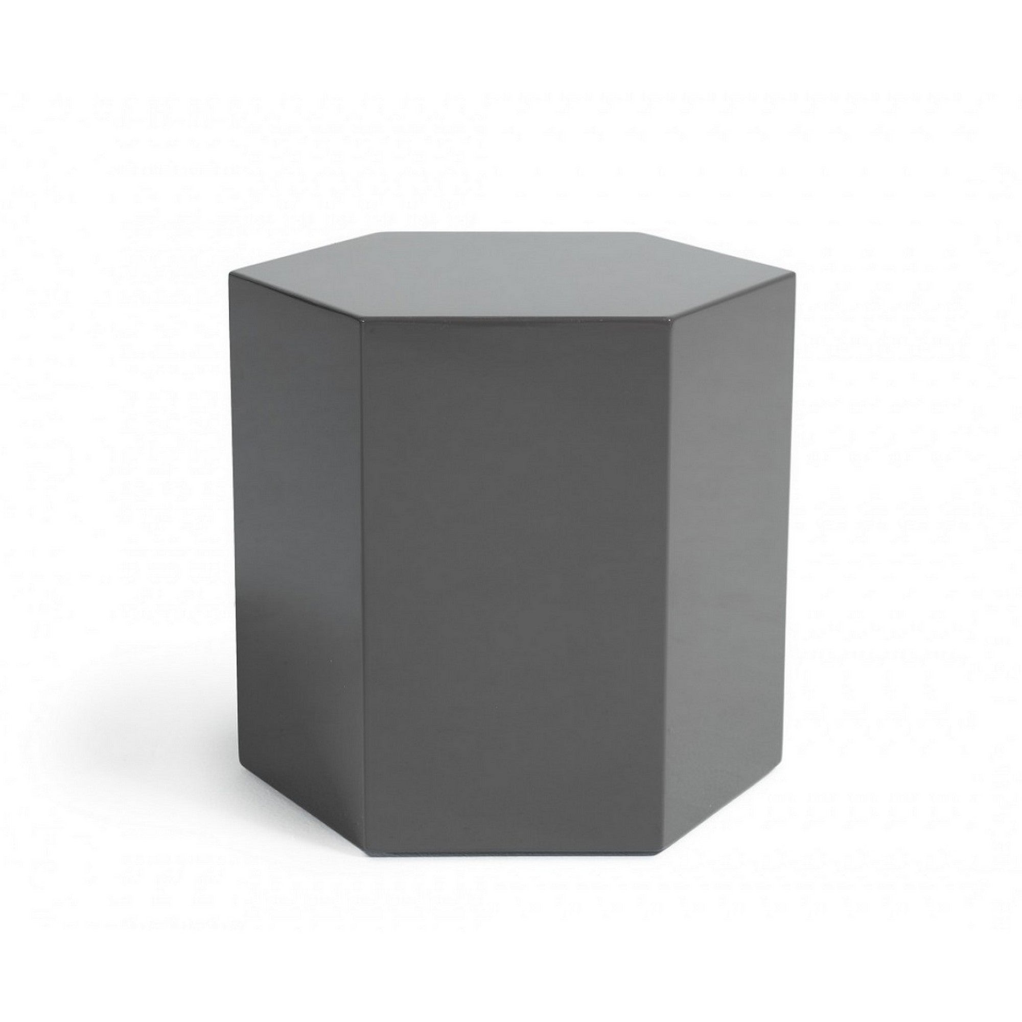 Benjara Contemporary High Gloss Hexagonal Wooden End Table, Medium, Gray