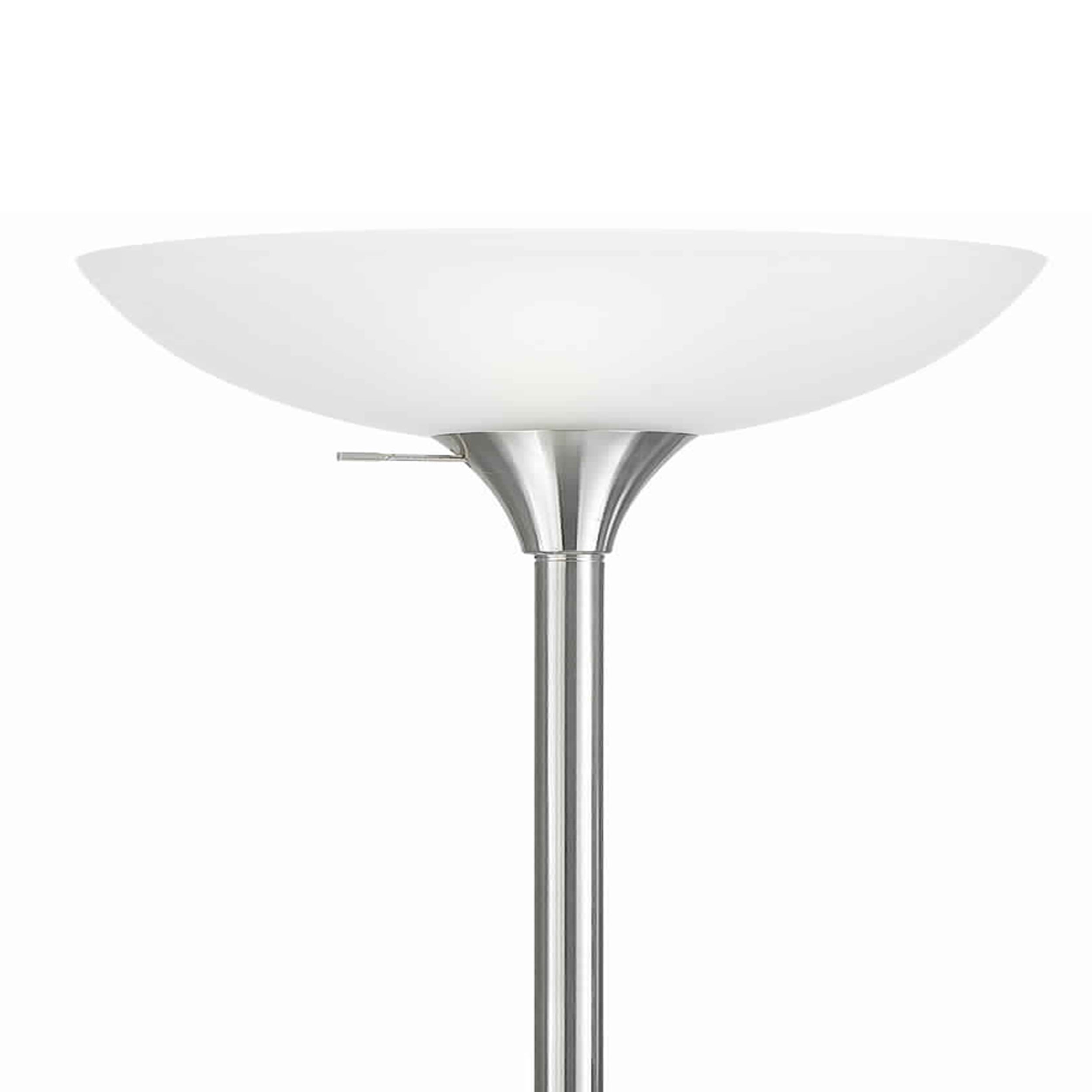 Benjara 3 Way Torchiere Floor Lamp With Frosted Glass Shade And Stable Base, White
