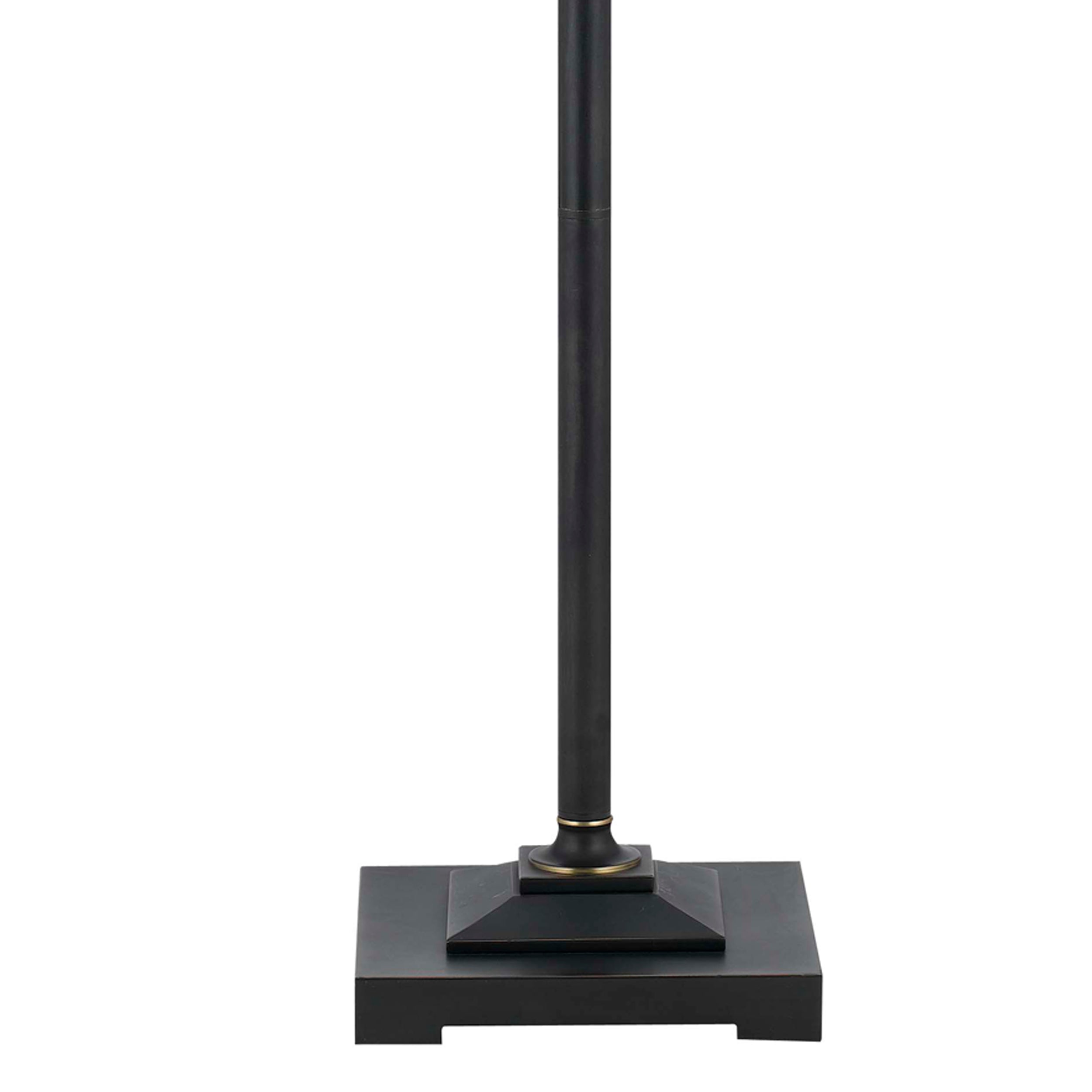 Benjara Metal Body Floor Lamp With Fabric Tapered Bell Shade, Beige And Black