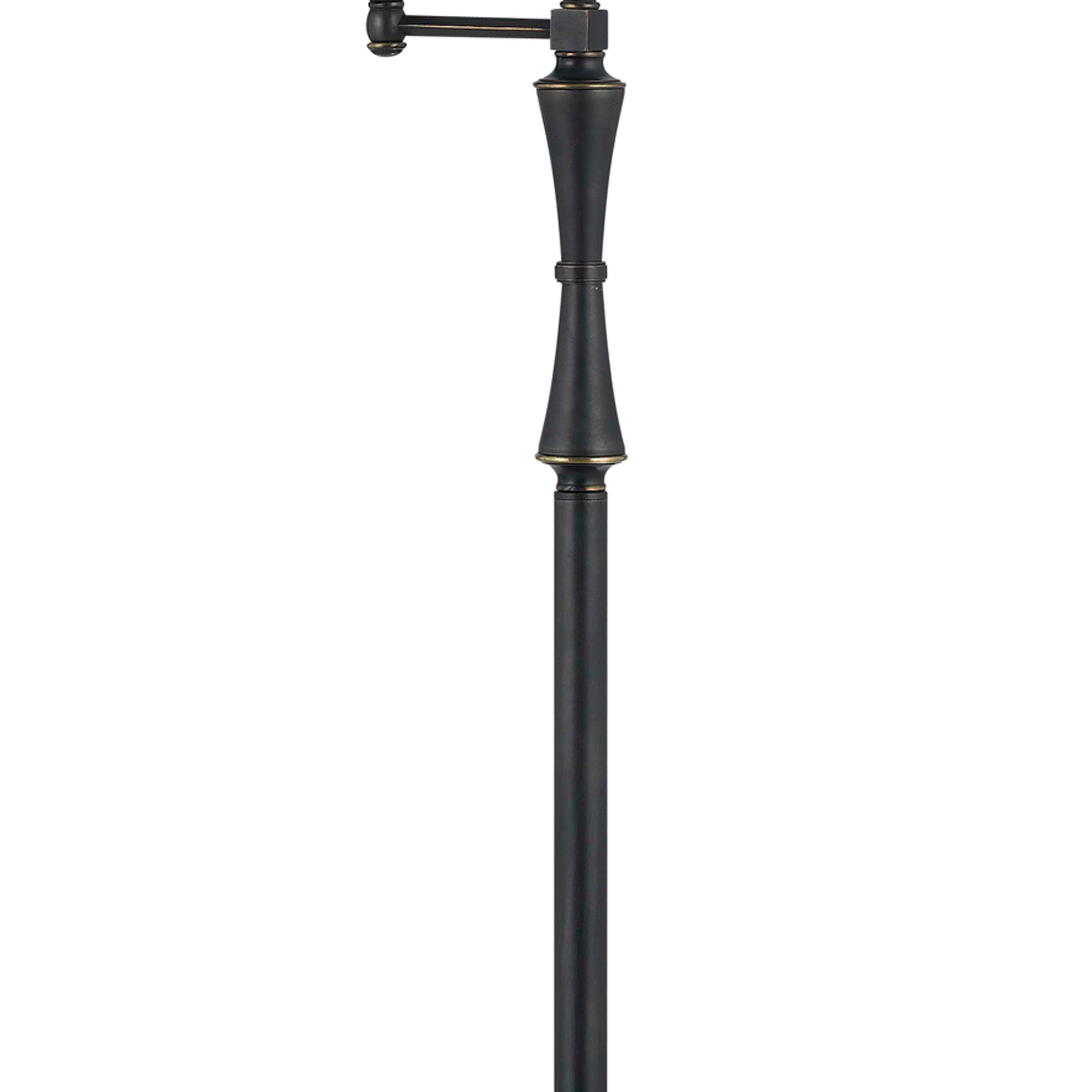 Benjara Metal Body Floor Lamp With Fabric Tapered Bell Shade, Beige And Black