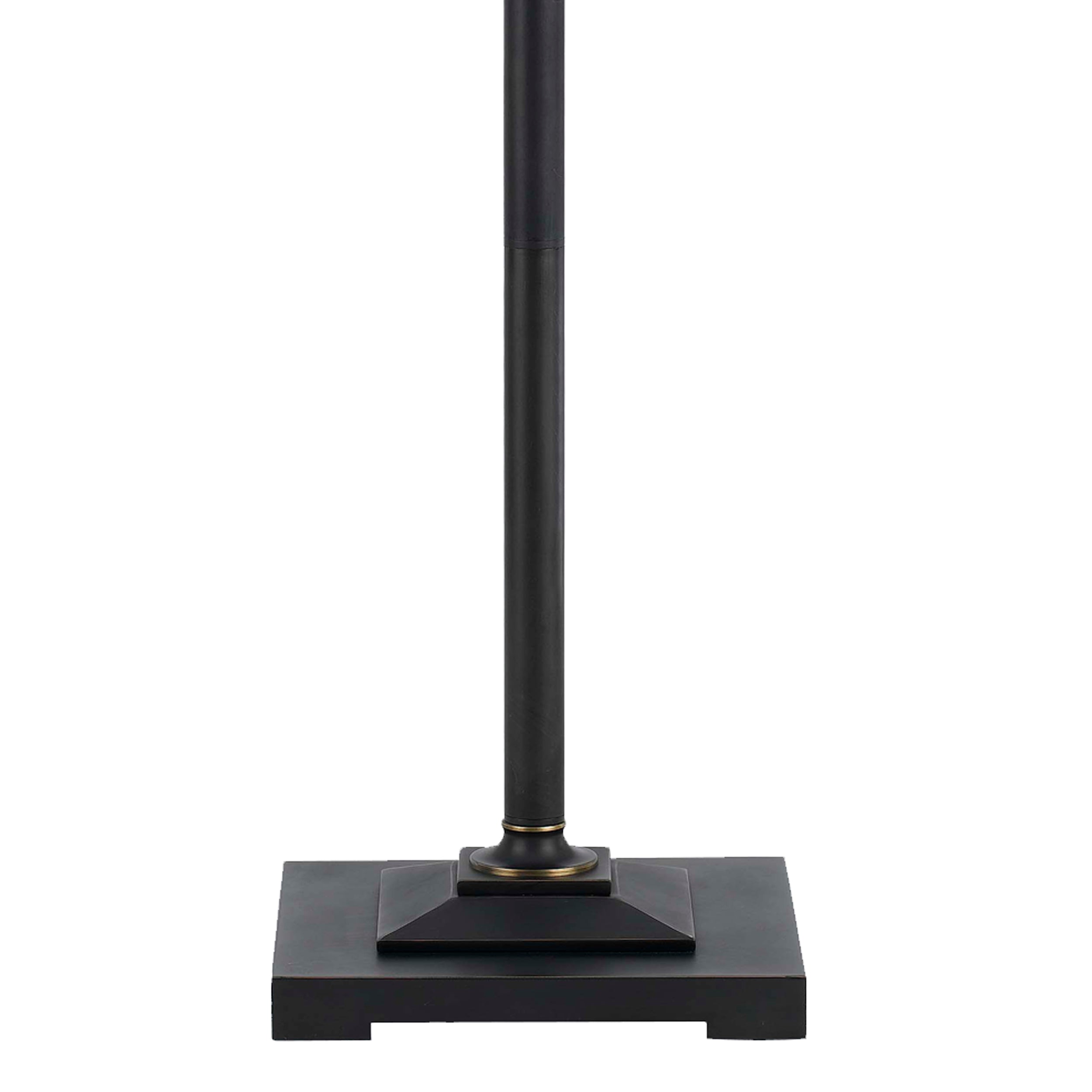Benjara Metal Body Floor Lamp With Fabric Tapered Bell Shade, Black And Beige