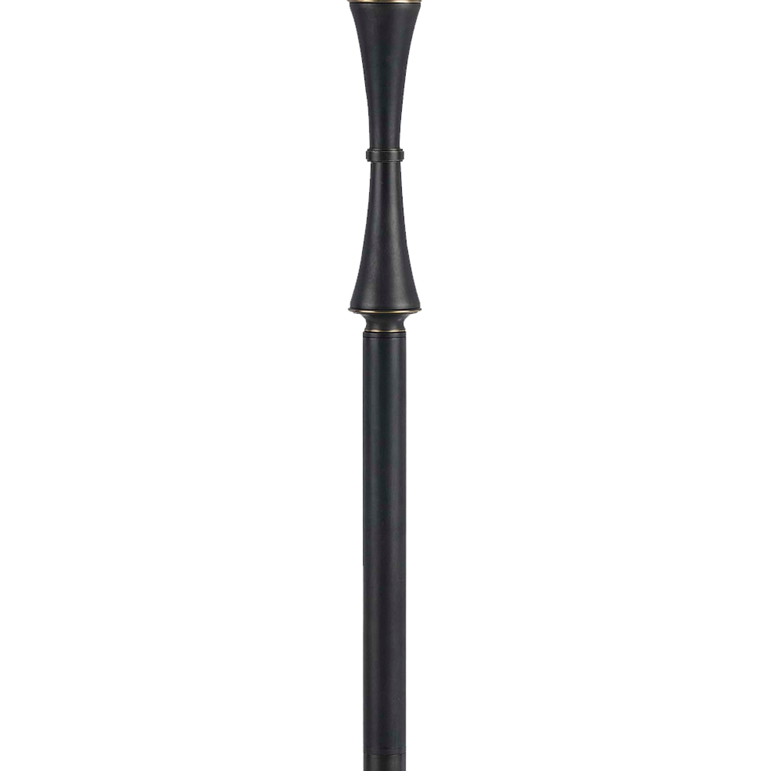 Benjara Metal Body Floor Lamp With Fabric Tapered Bell Shade, Black And Beige