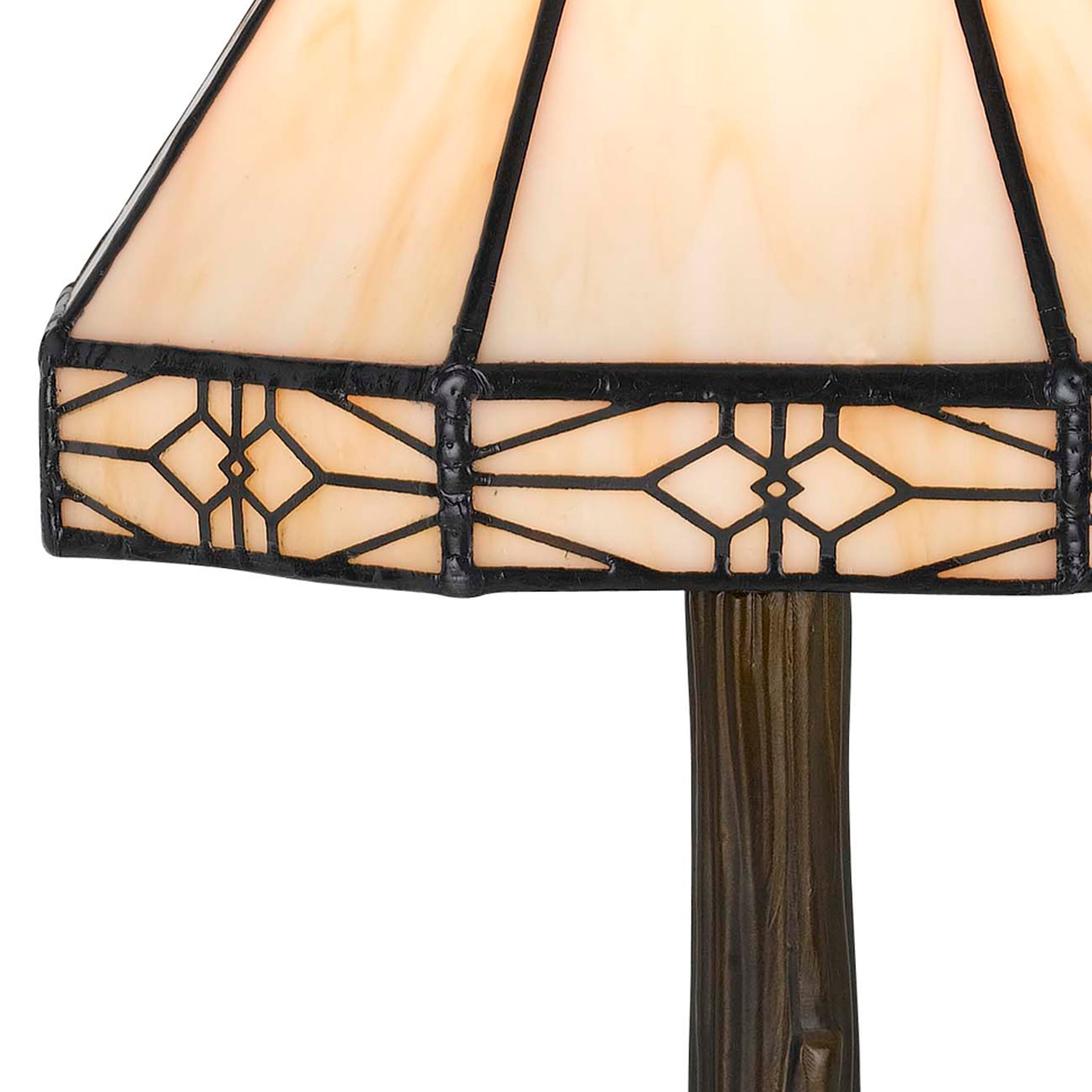 Benjara Tree Like Metal Body Tiffany Table Lamp With Conical Shade,Beige And Bronze