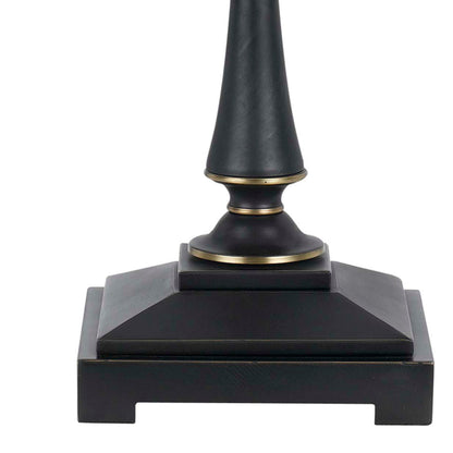Benjara Metal Body Table Lamp With Fabric Tapered Bell Shade, Beige And Black