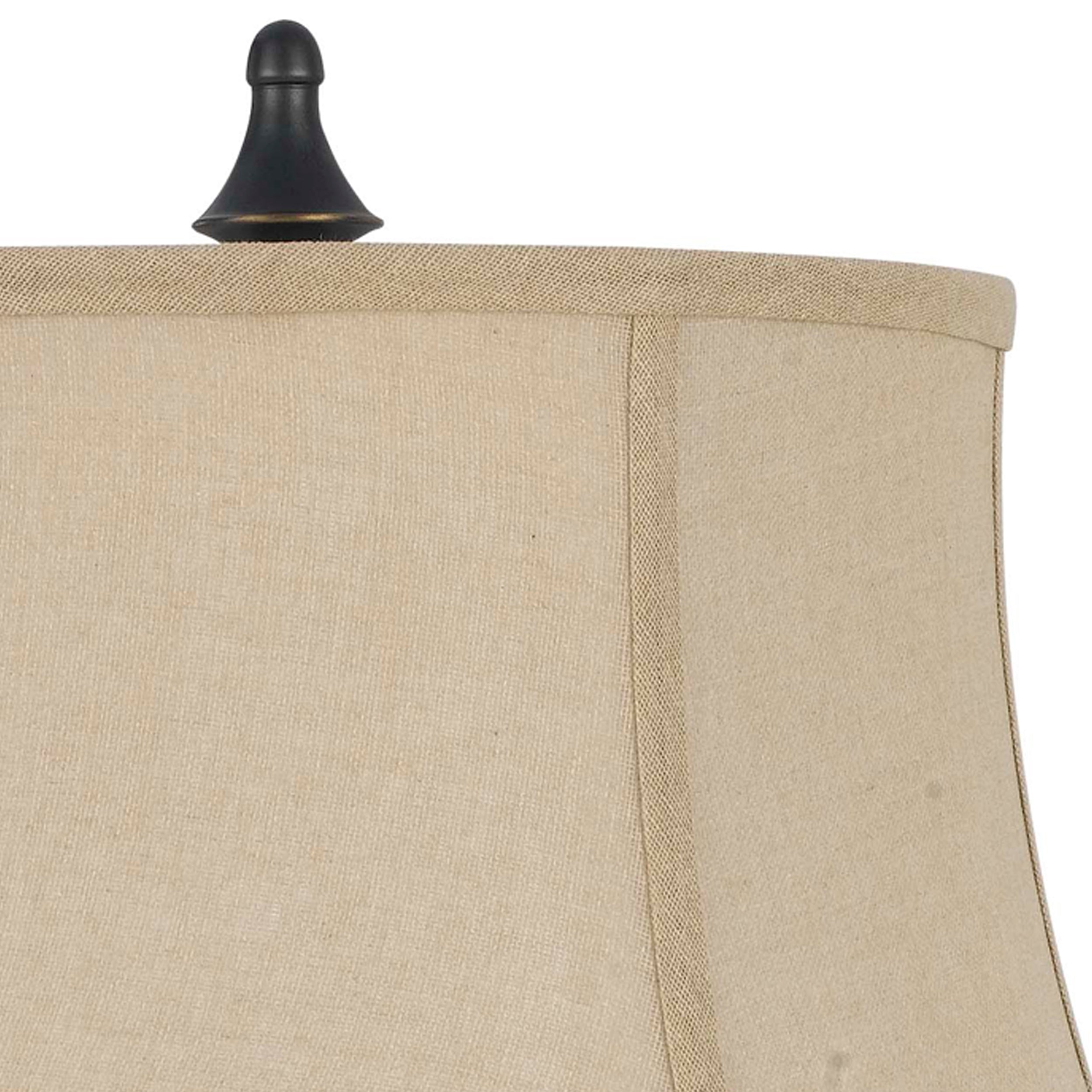 Benjara Metal Body Table Lamp With Fabric Tapered Bell Shade, Beige And Black