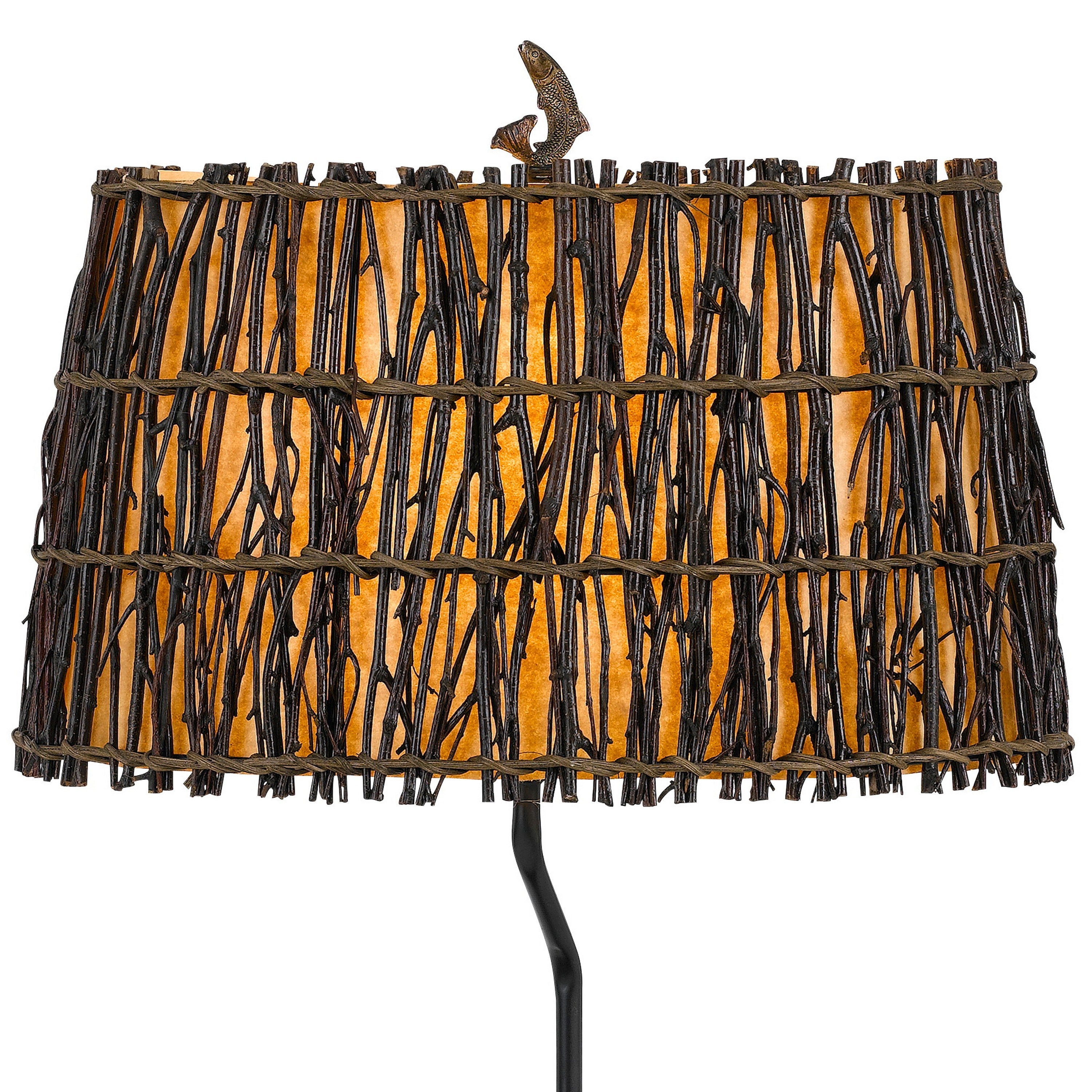 Benjara 150W 3 Way Bear Canoe Table Lamp with Oval Wicker Shade, Antique Bronze