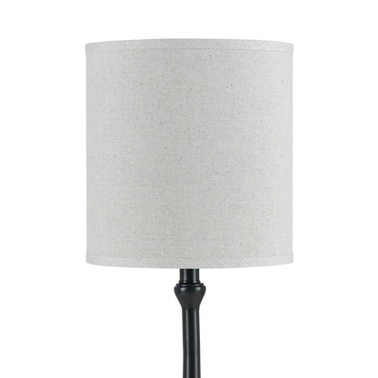 Benjara Elongated Bellied Shape Metal Accent Lamp with Drum Shade, Black