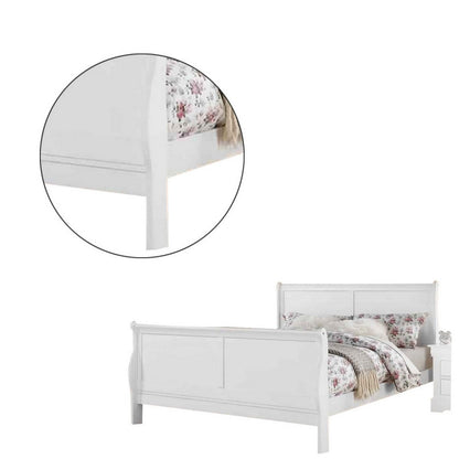 Benjara Sleigh Design Eastern King Size Bed with Sleek Legs, White