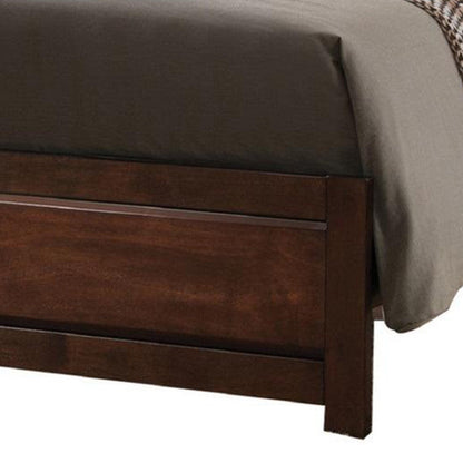 Benjara Raised Panel Design Wooden Eastern King Bed with Sleek Legs, Walnut Brown