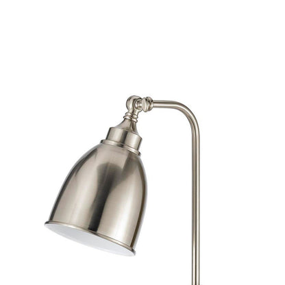 Benjara Metal Round 25" Table Lamp with Adjustable Pole, Silver