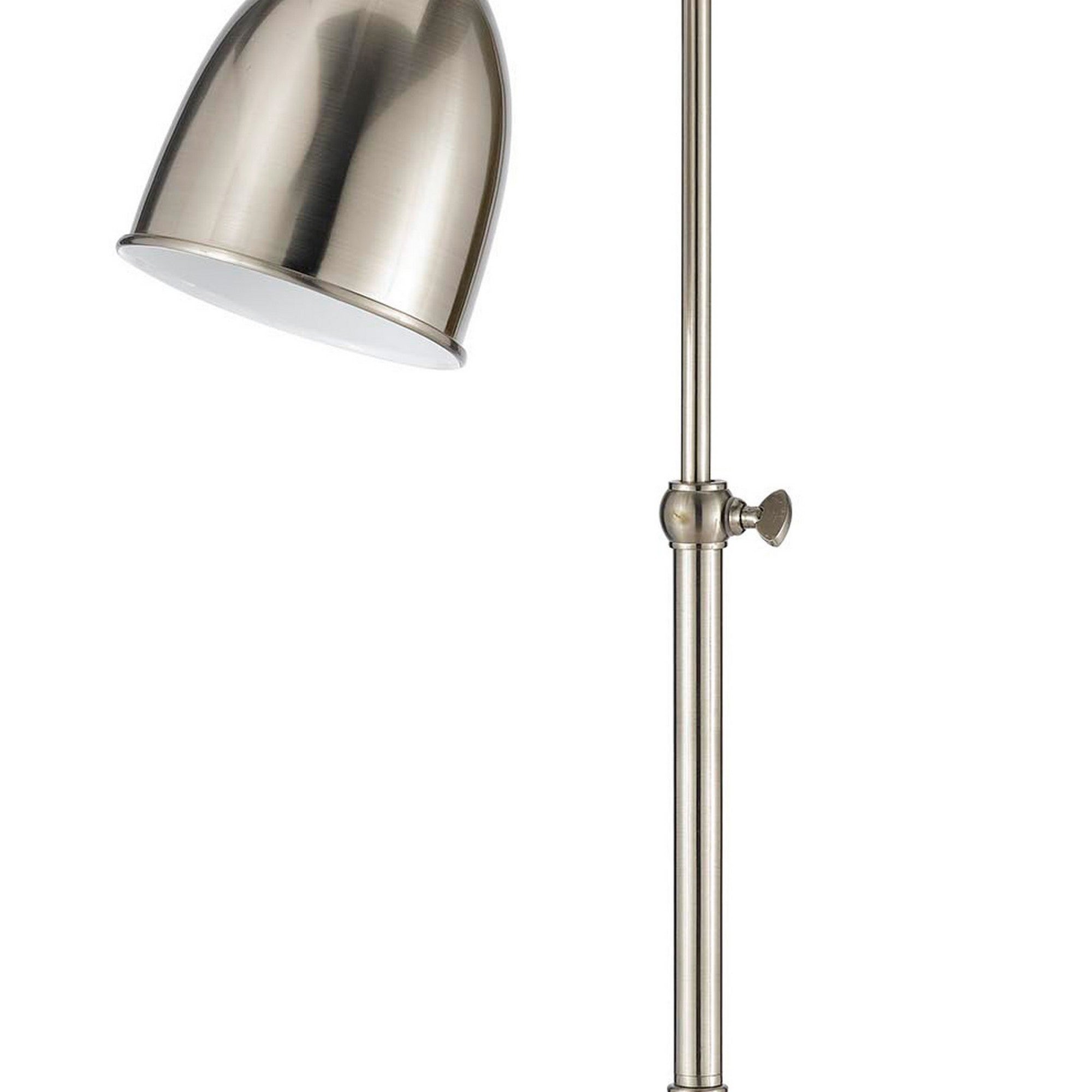 Benjara Metal Round 25" Table Lamp with Adjustable Pole, Silver