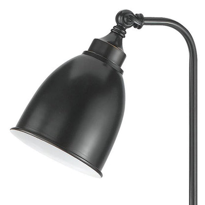 Benjara Metal Round 25" Table Lamp with Adjustable Pole, Dark Bronze