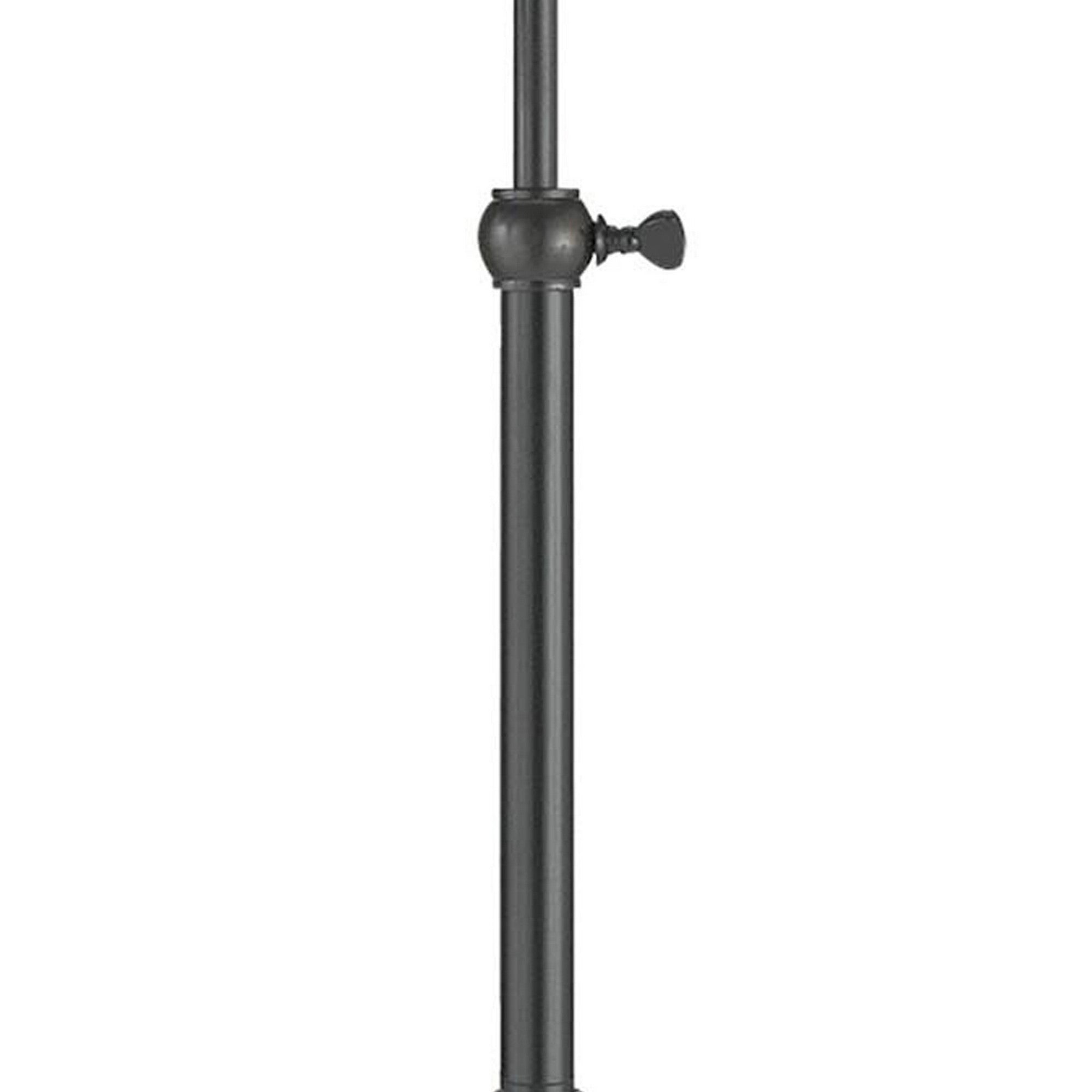 Benjara Metal Round 25" Table Lamp with Adjustable Pole, Dark Bronze