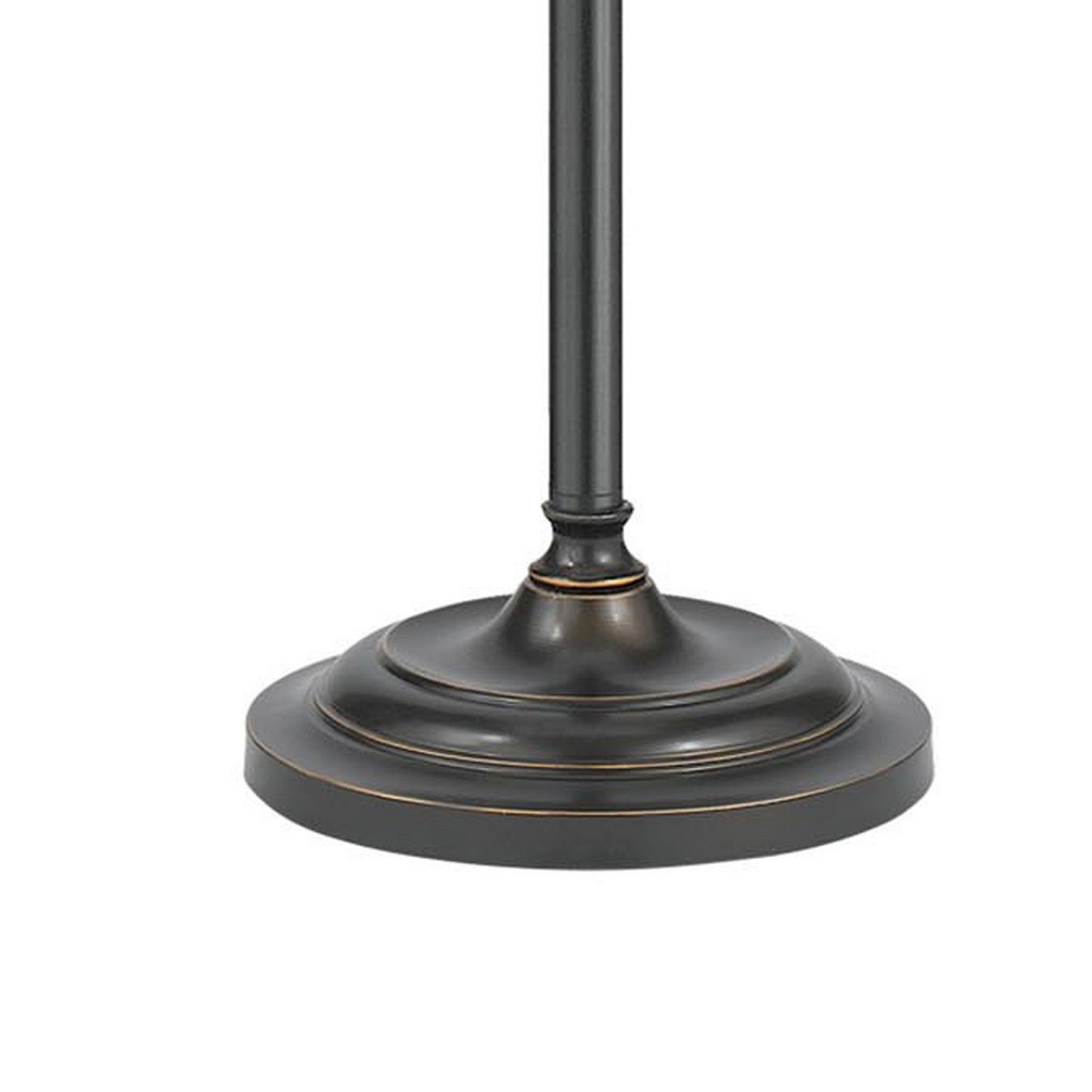 Benjara Metal Round 25" Table Lamp with Adjustable Pole, Dark Bronze