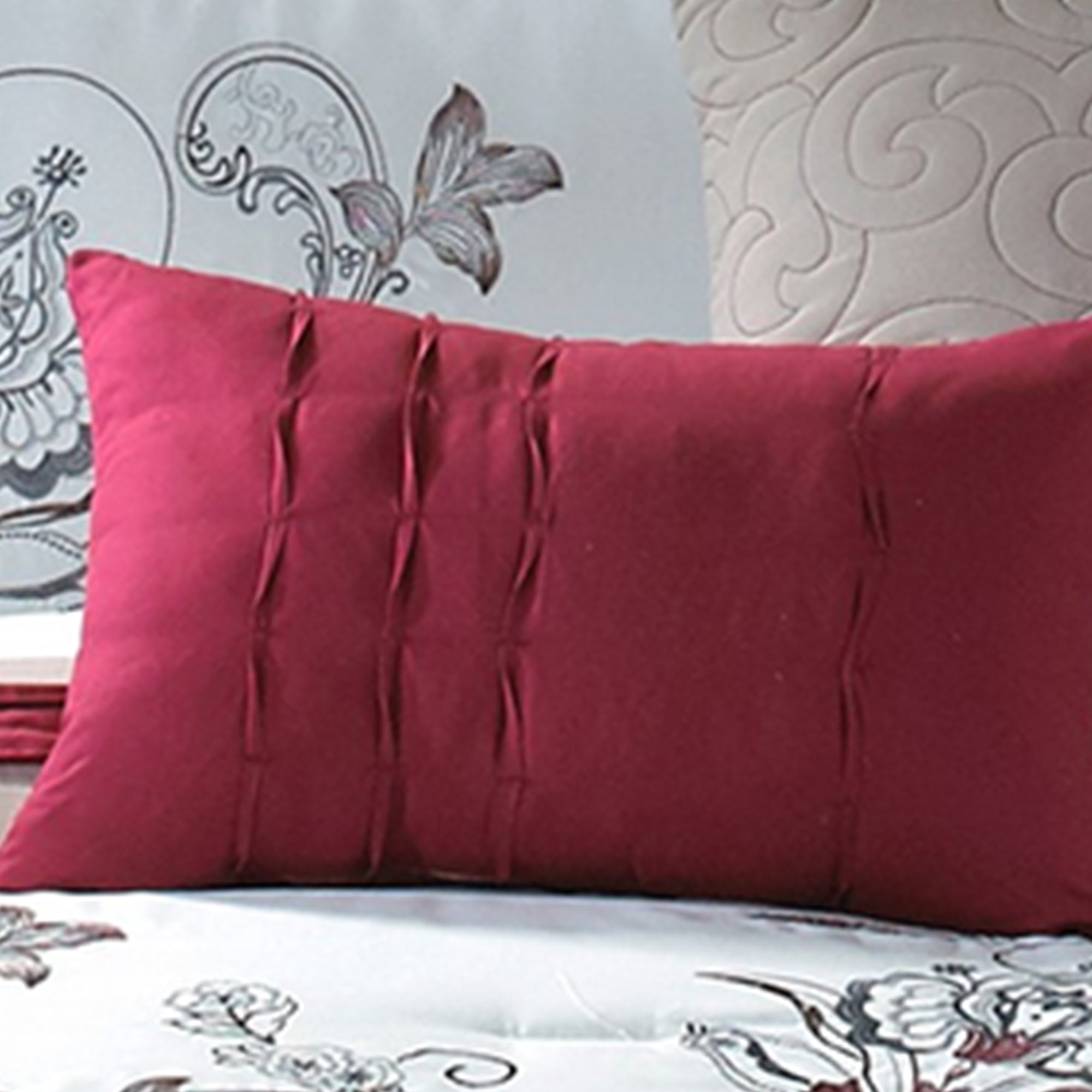Benjara 8 Piece Queen Polyester Comforter Set with Floral Print, Multicolor