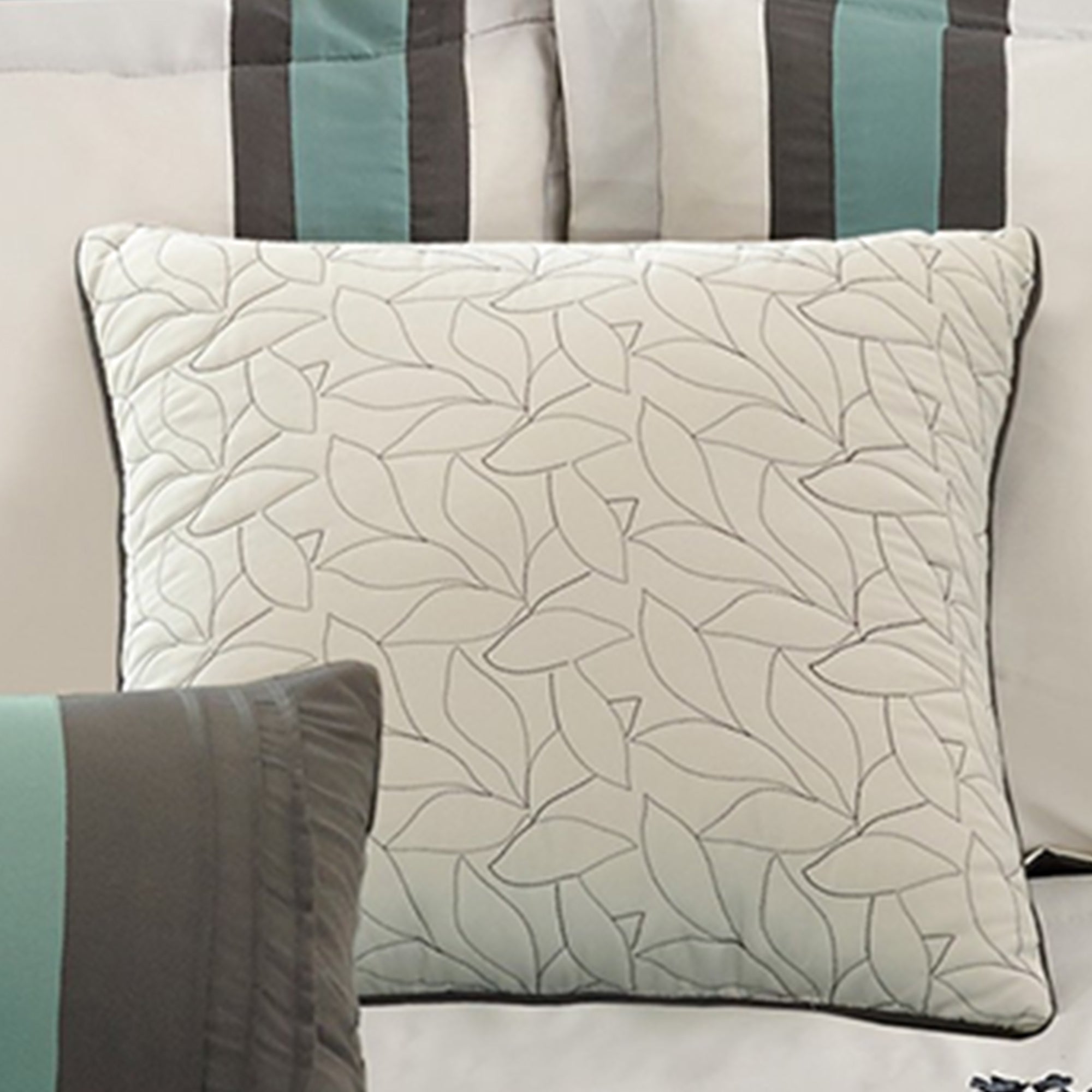Benjara 8 Piece Queen Polyester Comforter Set with Floral Embroidery, Multicolor