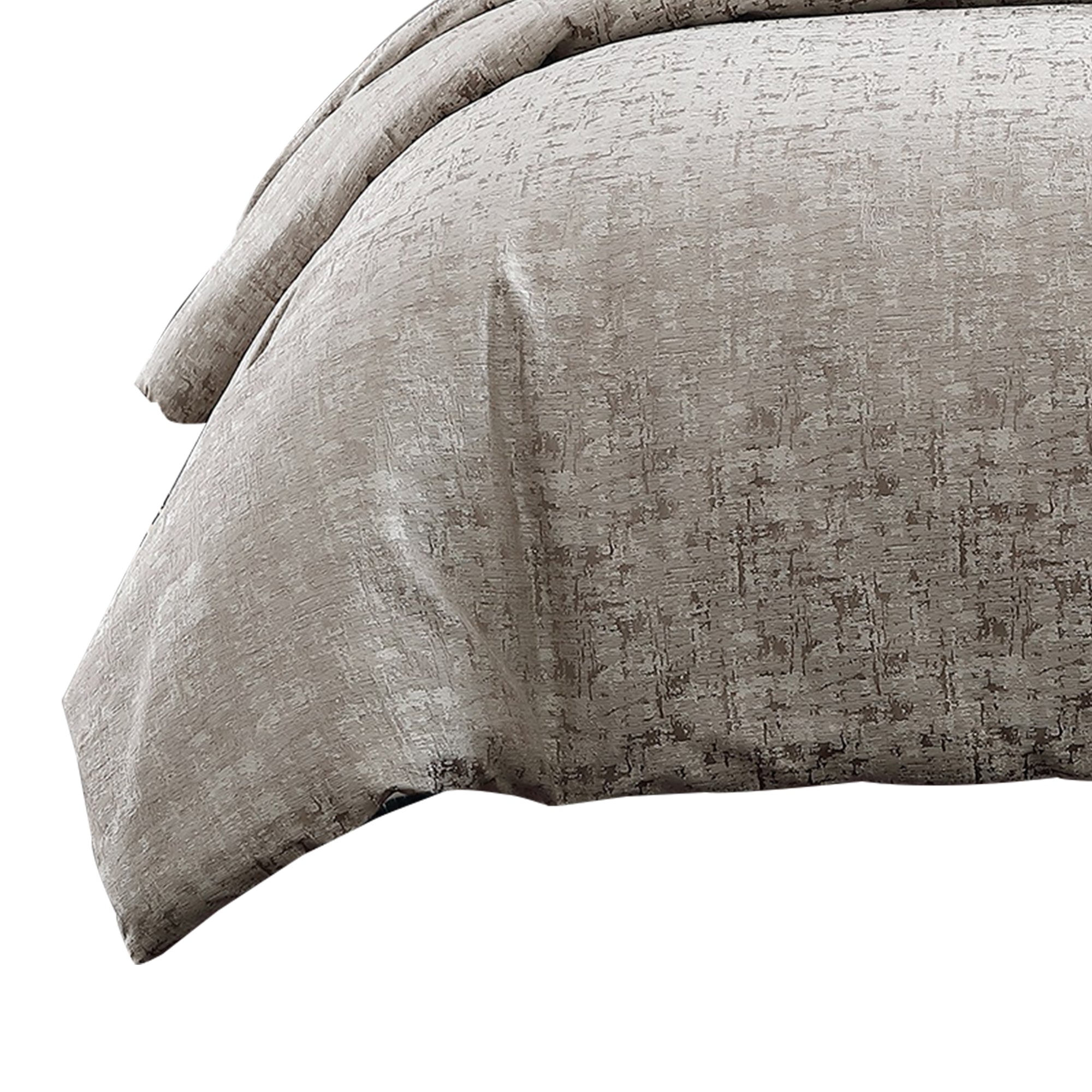 Benjara 10 Piece King Polyester Comforter Set with Jacquard Print, Gray