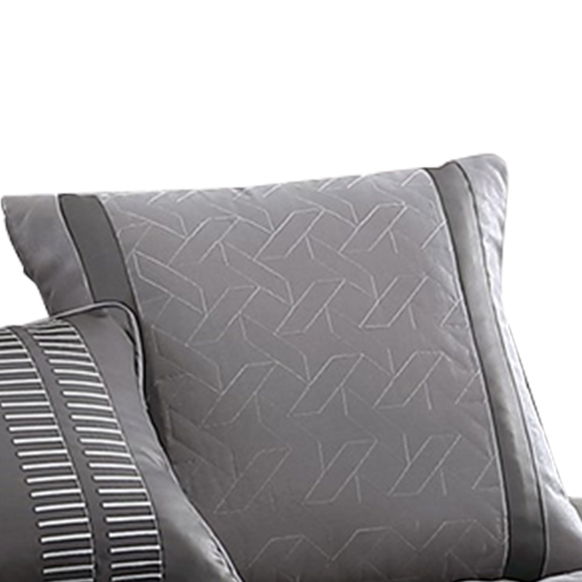 Benjara 10 Piece Queen Polyester Comforter Set with Geometric Print, Gray