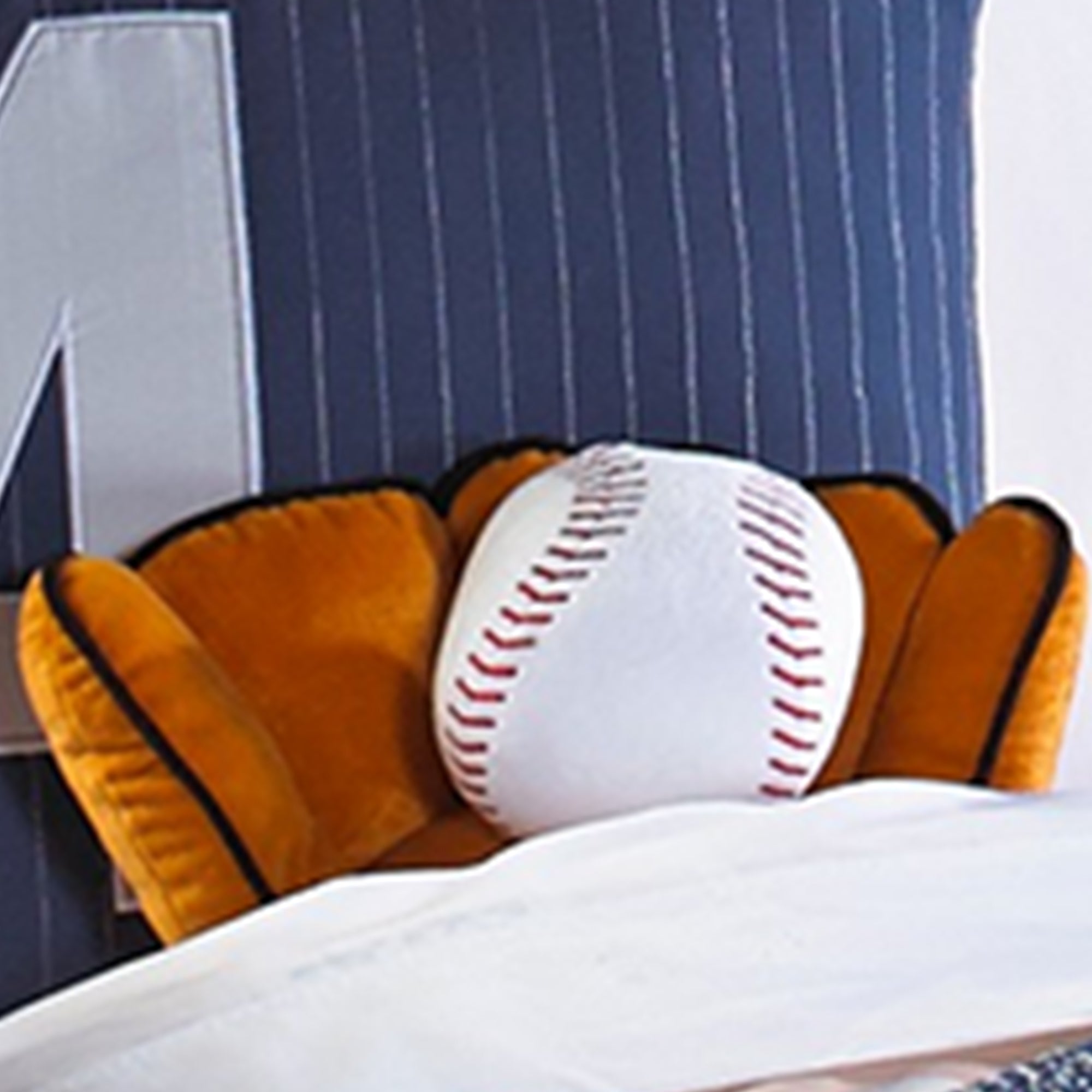 Benjara 6 Piece Polyester Full Comforter Set with Baseball Inspired Print, Blue