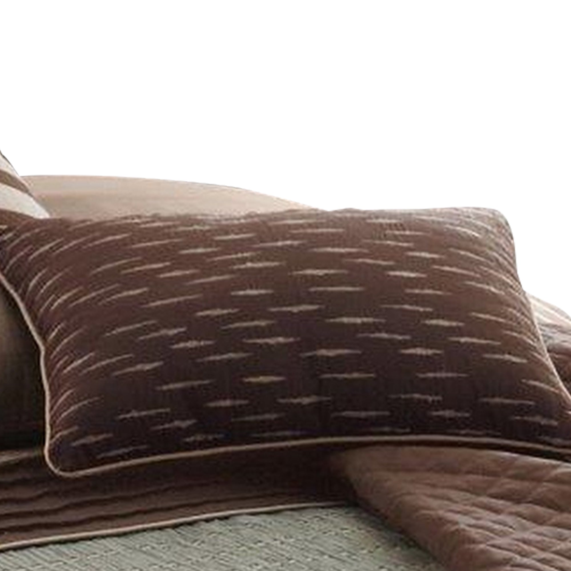 Benjara 7 Piece King Polyester Comforter Set with Pleats And Texture, Gray And Brown