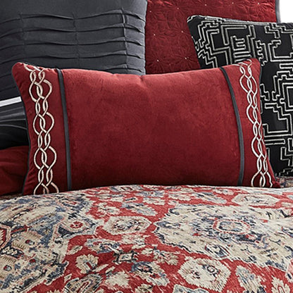Benjara 10 Piece King Size Comforter Set with Medallion Print, Red And Blue