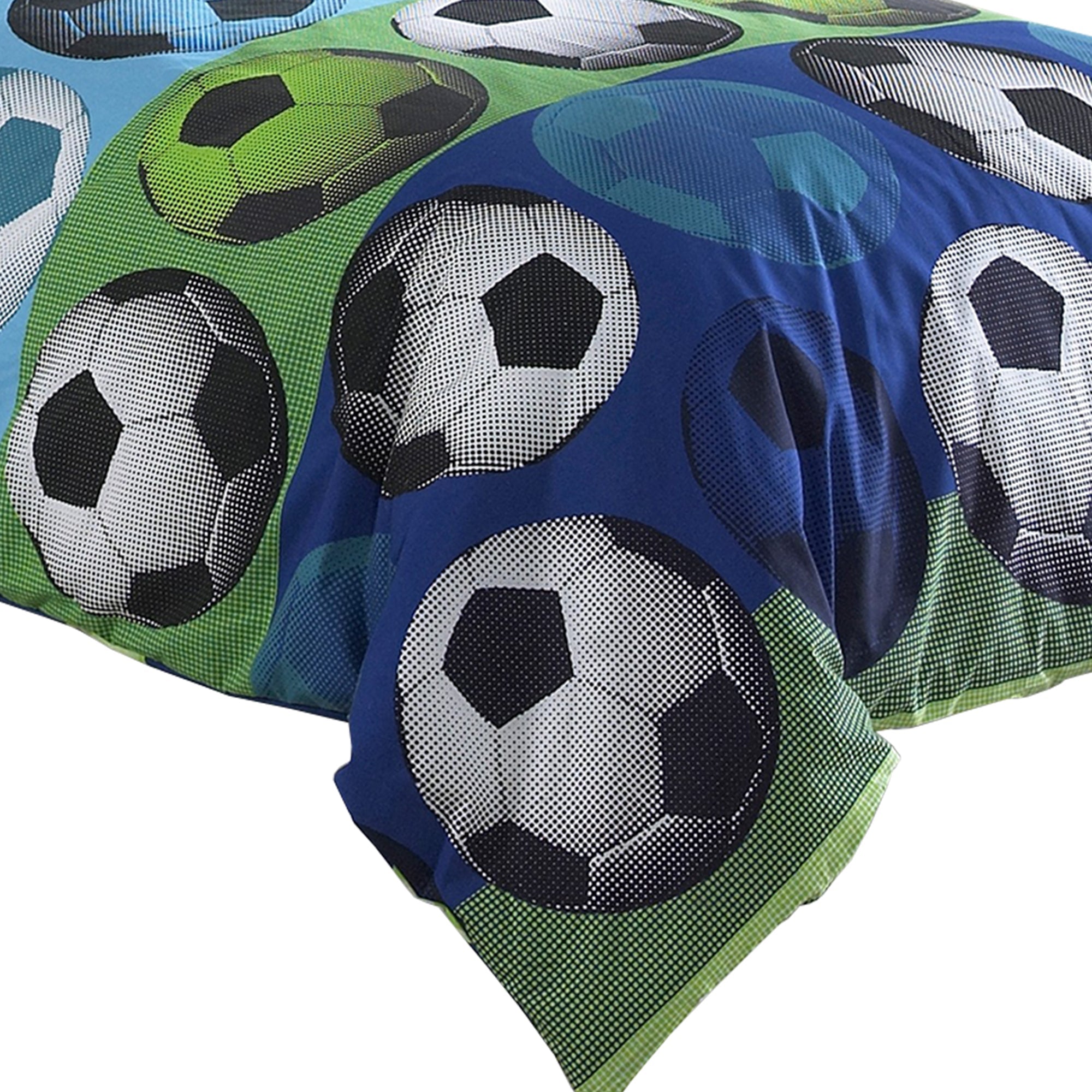 Benjara 3 Piece Twin Size Comforter Set with Soccer Theme, Multicolor