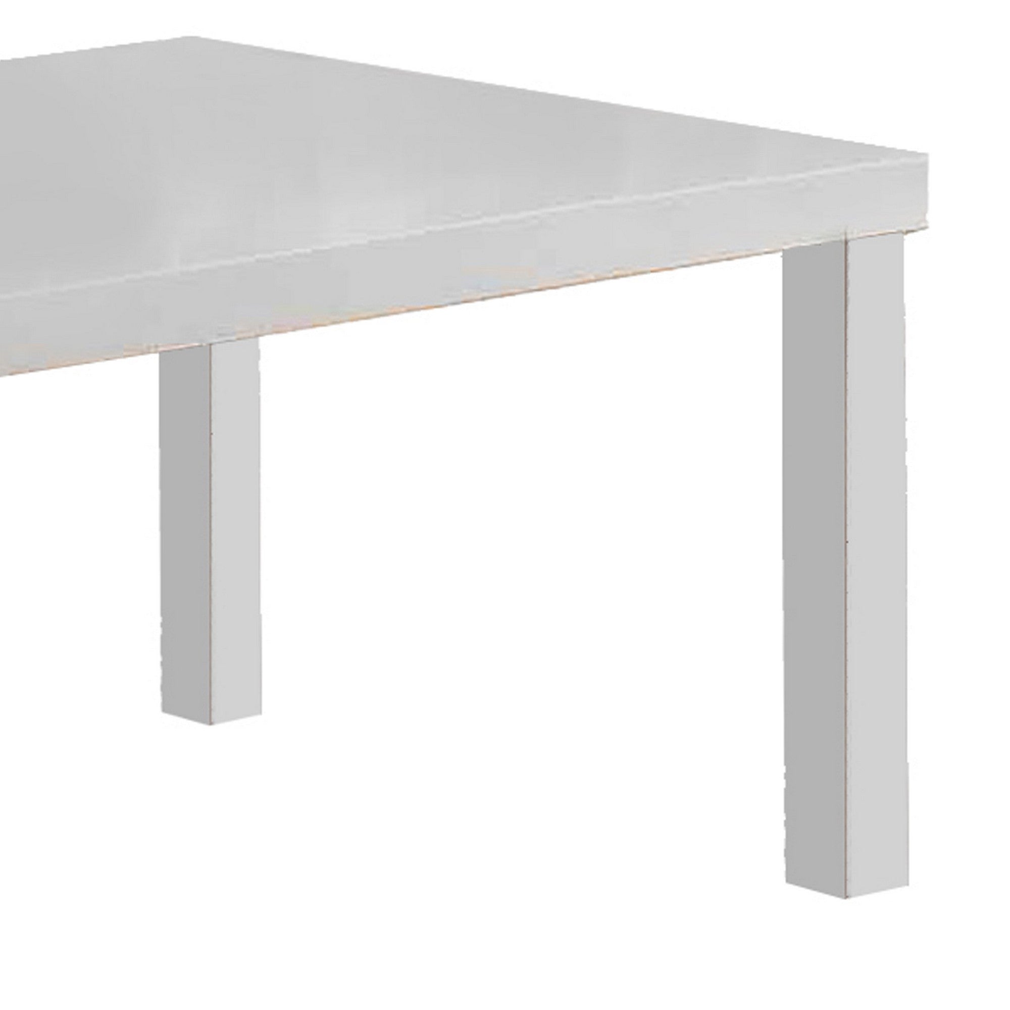 Benjara Wood And Metal Frame Coffee Table with Open Shelves, White And Chrome