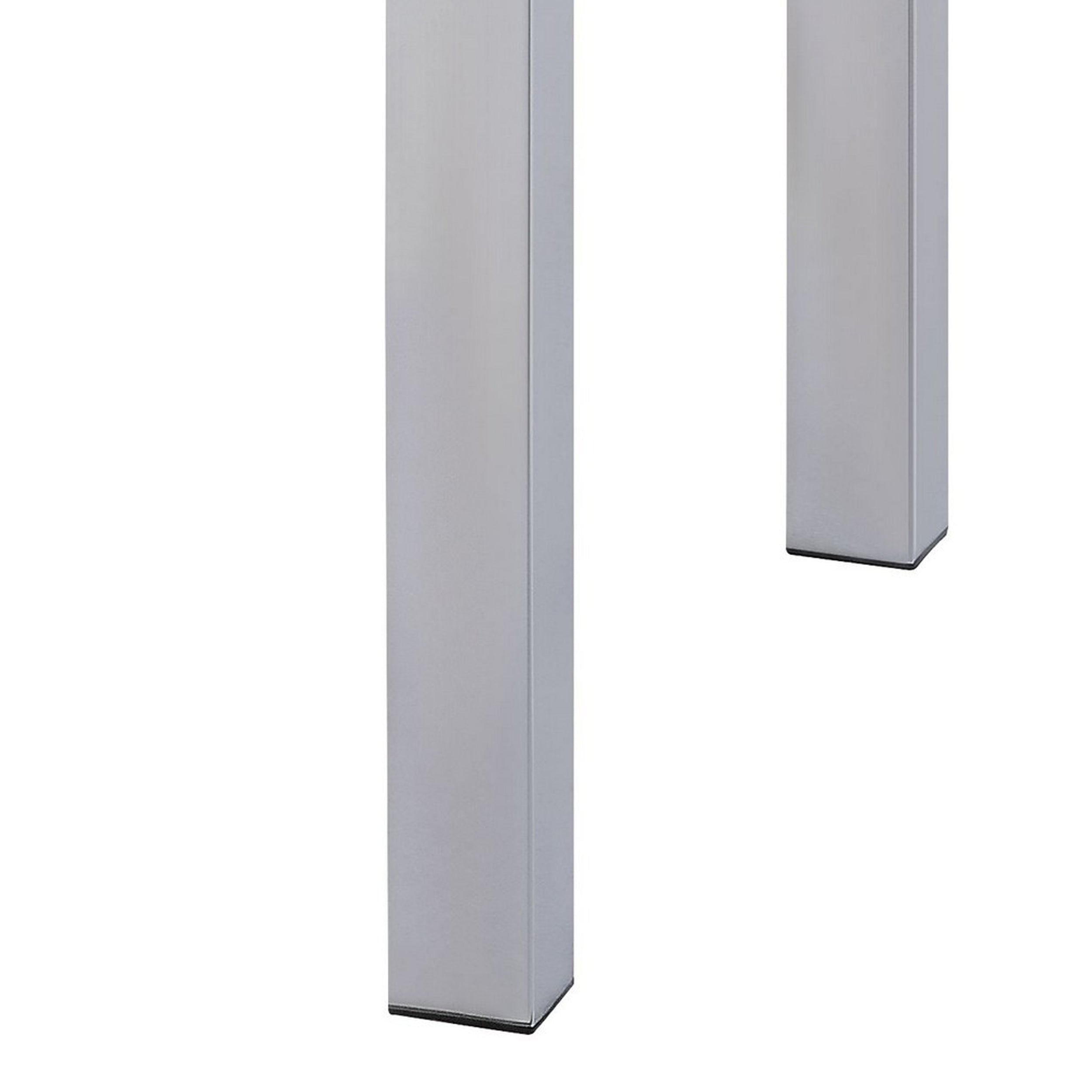 Benjara Square Wooden End Table with Straight Metal Legs, White And Chrome