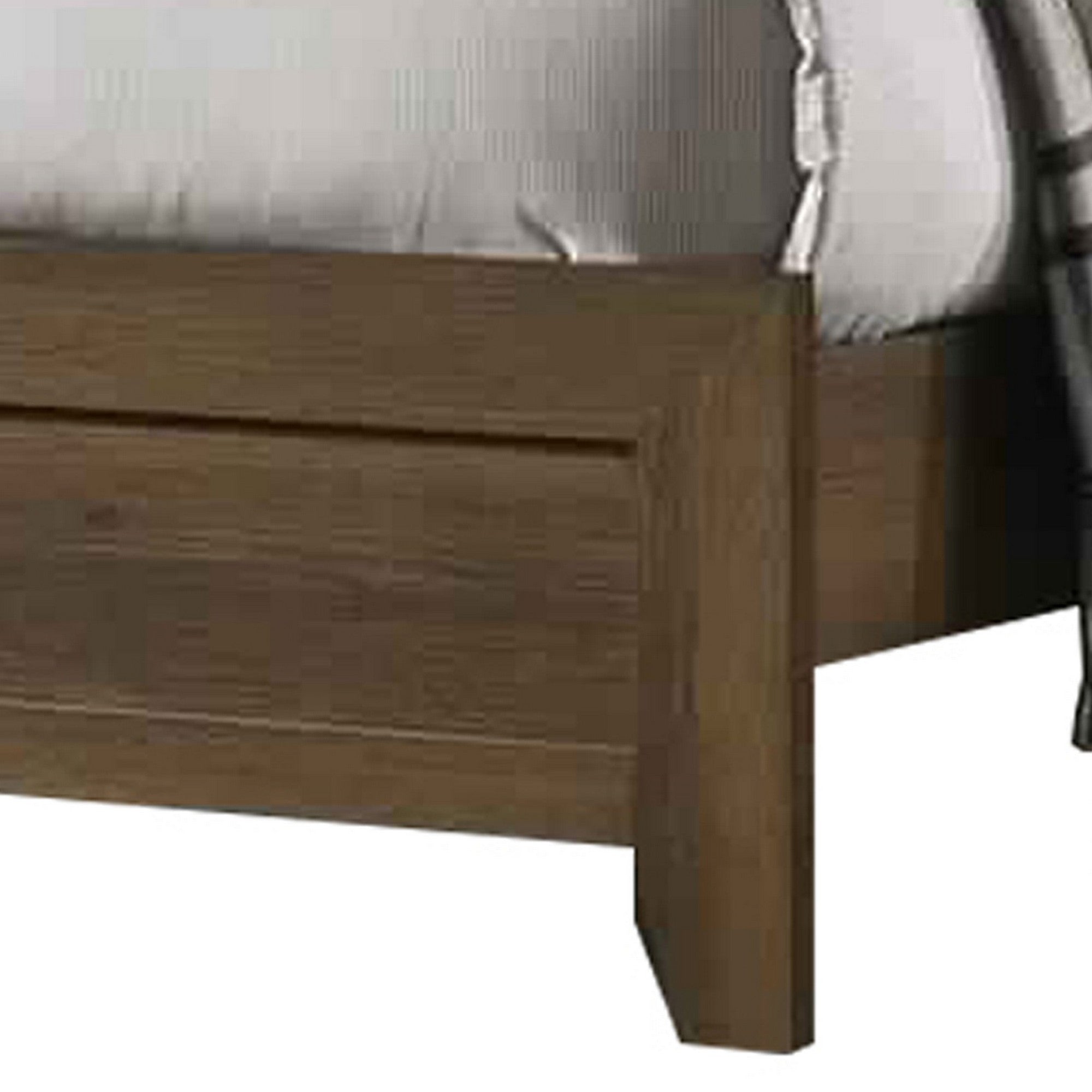 Benjara Transitional Style Wooden Eastern King Bed with Raised Molding Trim, Brown