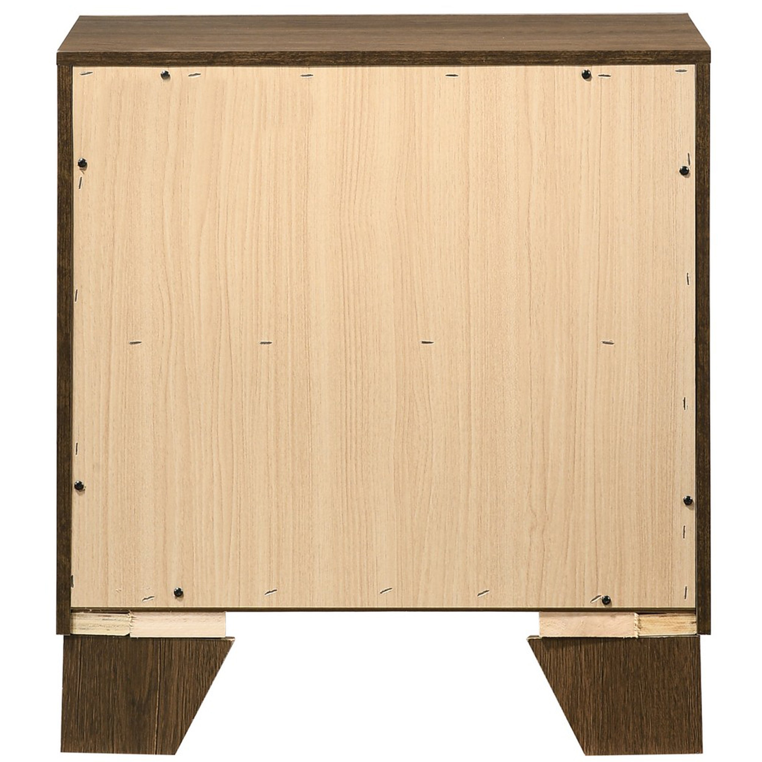 Benjara Transitional Style Wooden Nightstand with 2 Drawers And Metal Handles,Brown