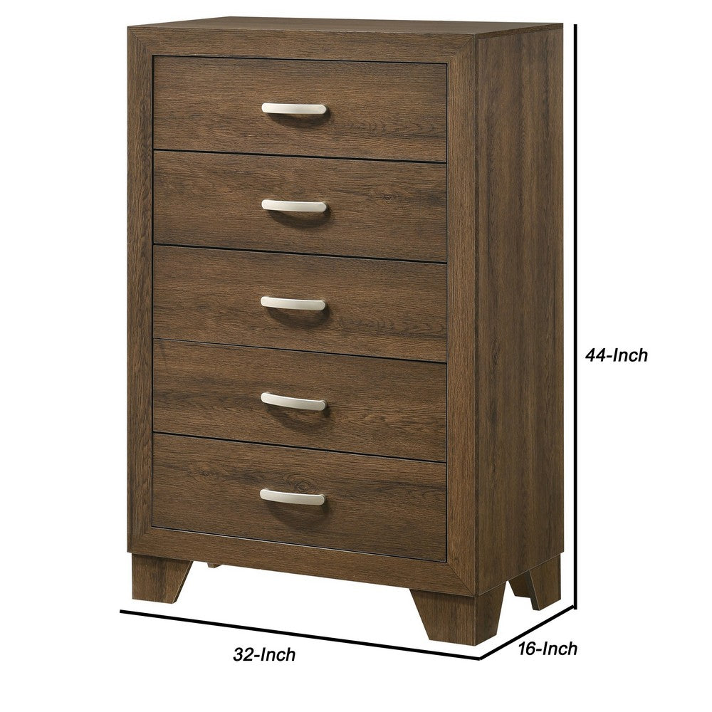 Benjara Transitional Style Wooden Chest with 2 Drawers And Metal Handles, Brown
