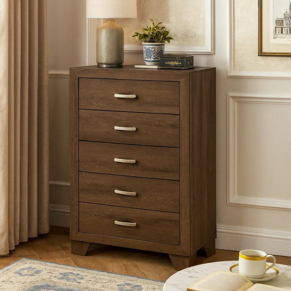 Benjara Transitional Style Wooden Chest with 2 Drawers And Metal Handles, Brown