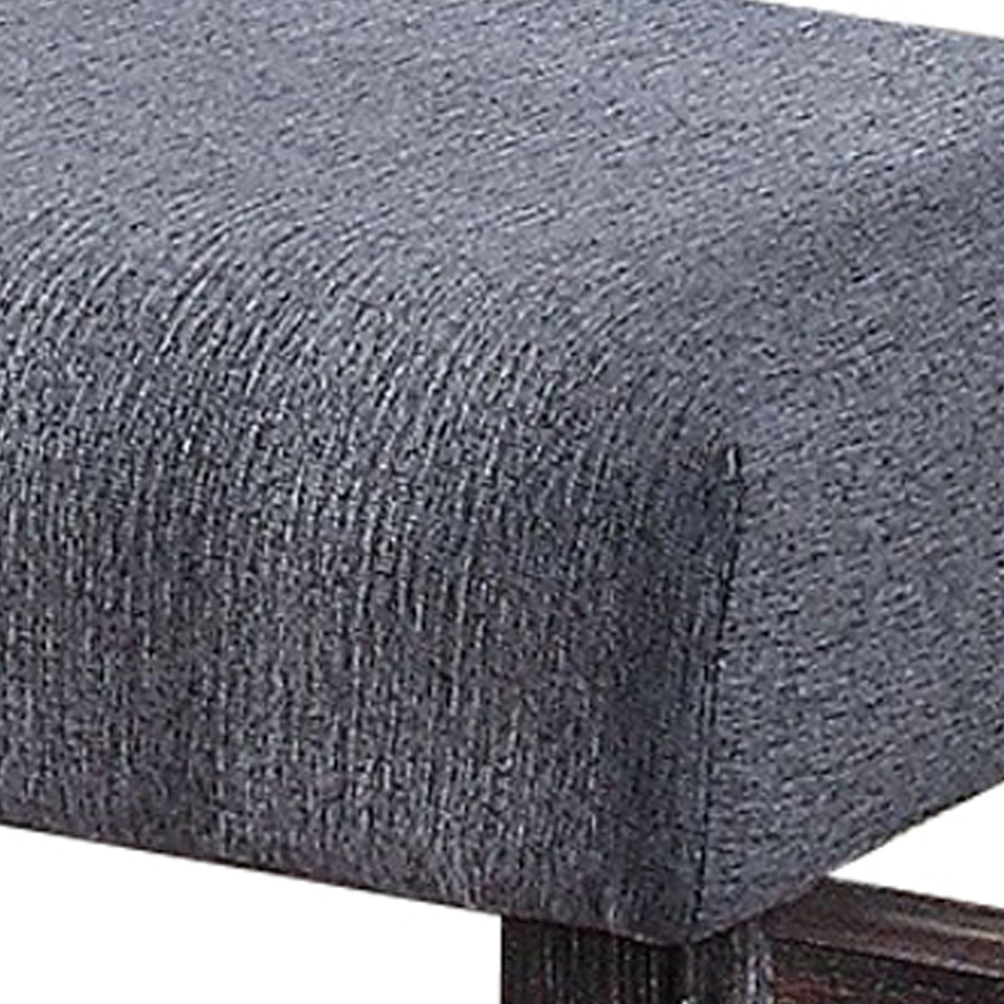 Benjara Rectangular Fabric Counter Height Bench with Padded Seat, Brown And Blue